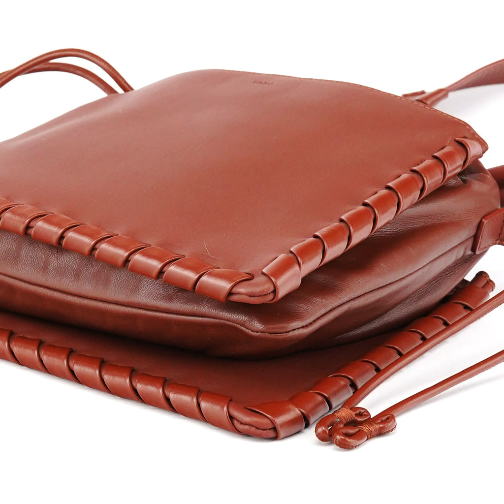 Brown Calfskin Leather C Shoulder Bag