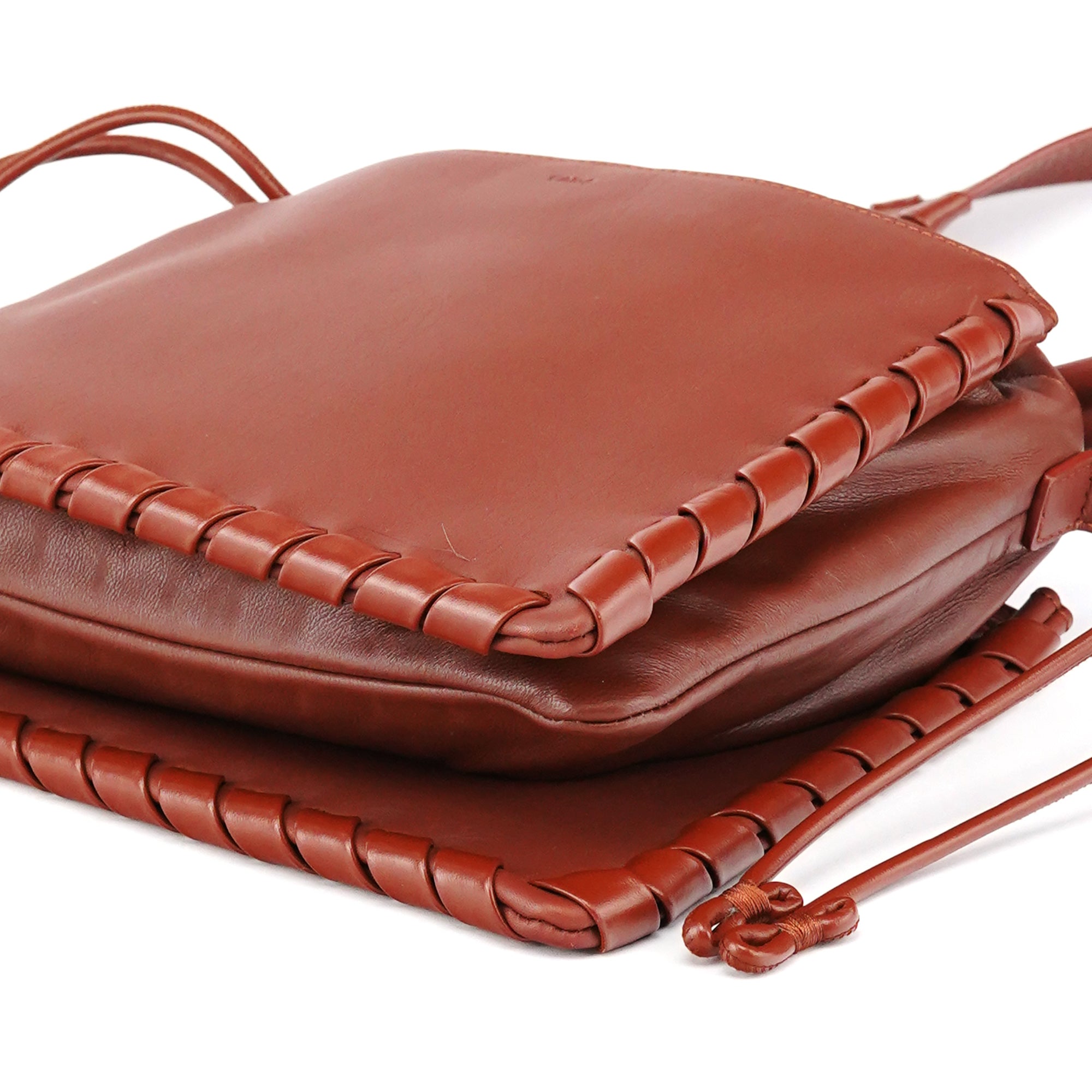 Brown Calfskin Leather C Shoulder Bag