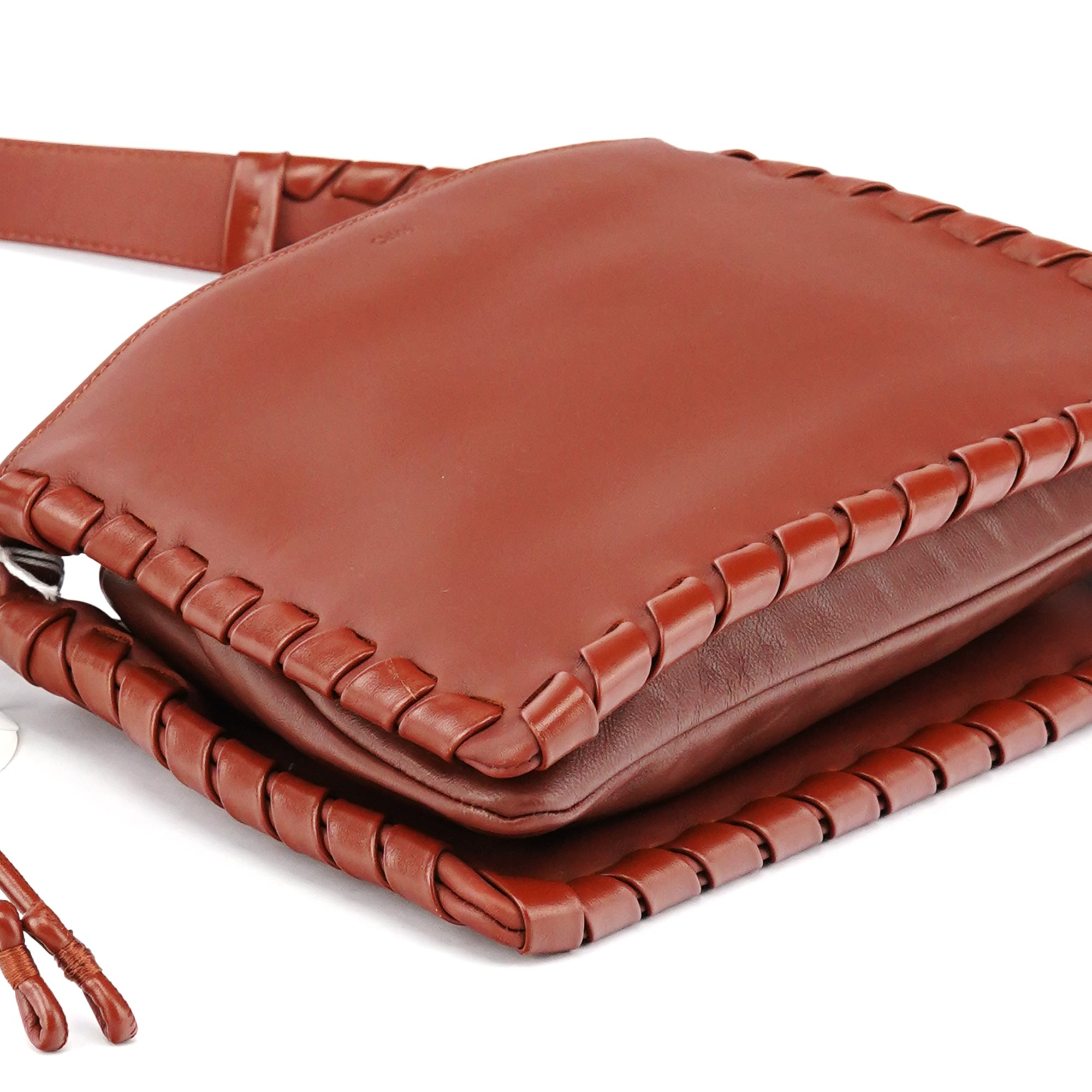 Brown Calfskin Leather C Shoulder Bag