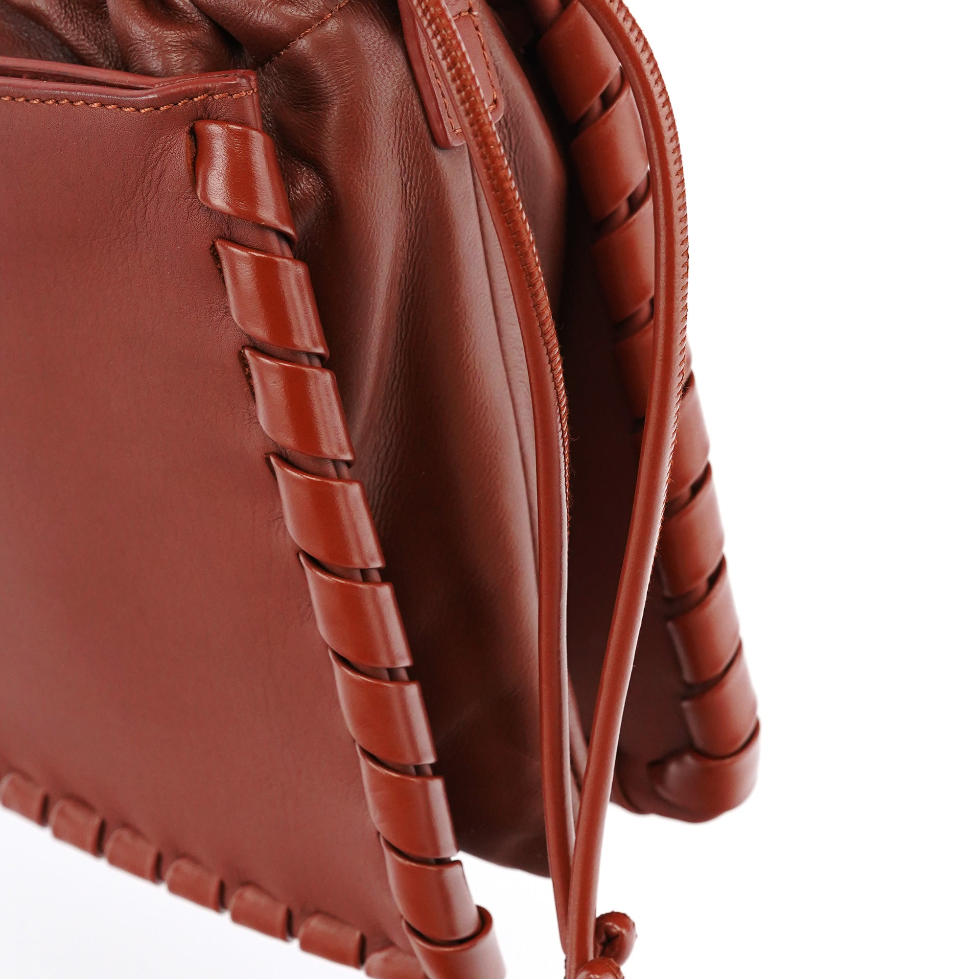 Brown Calfskin Leather C Shoulder Bag