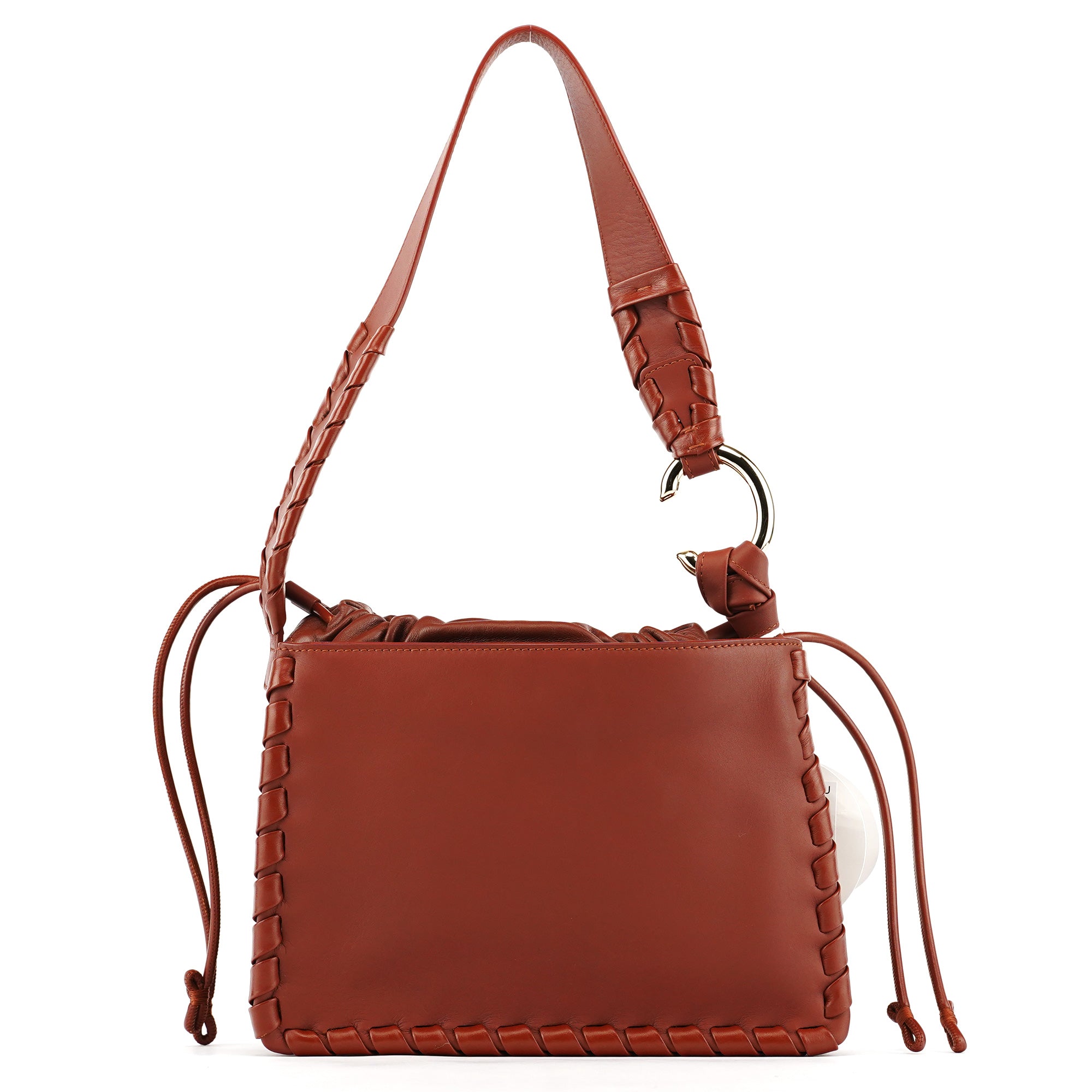 Brown Calfskin Leather C Shoulder Bag