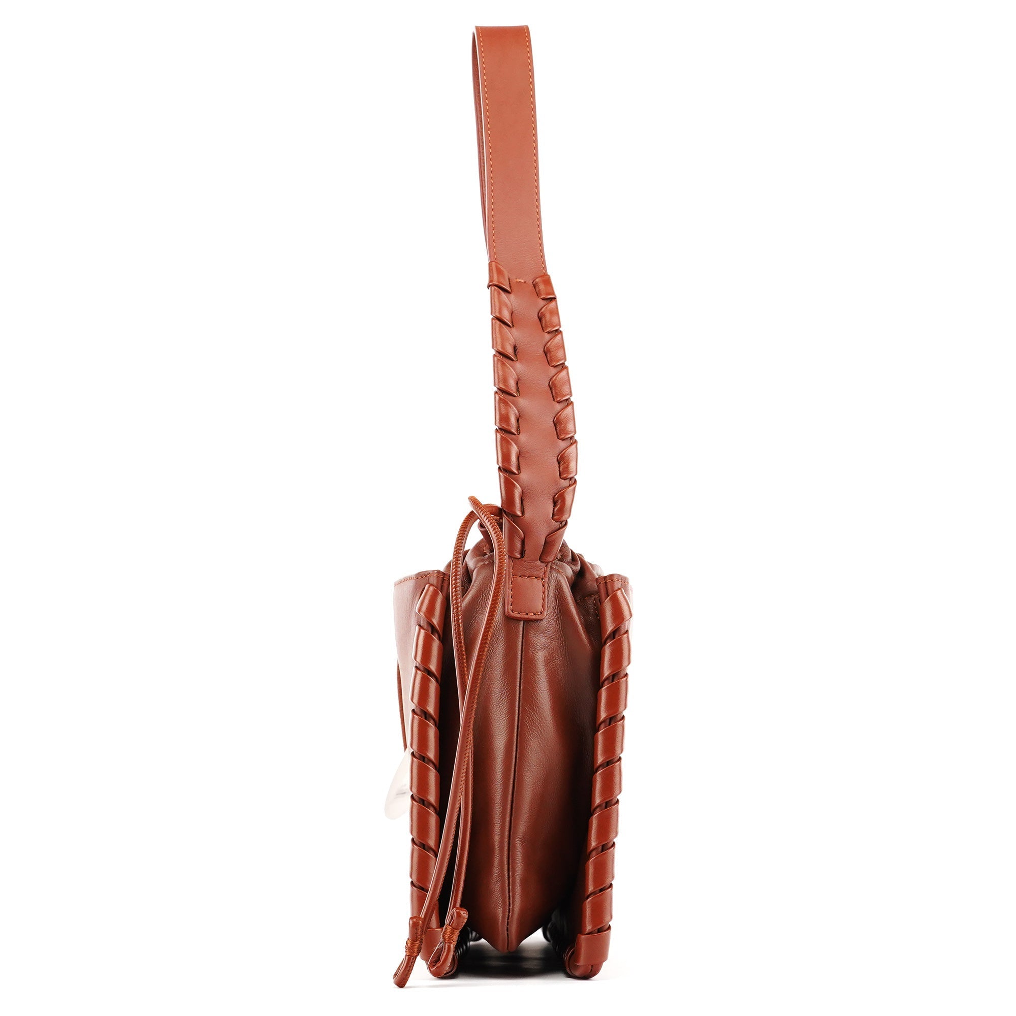 Brown Calfskin Leather C Shoulder Bag