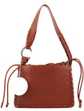Brown Calfskin Leather C Shoulder Bag