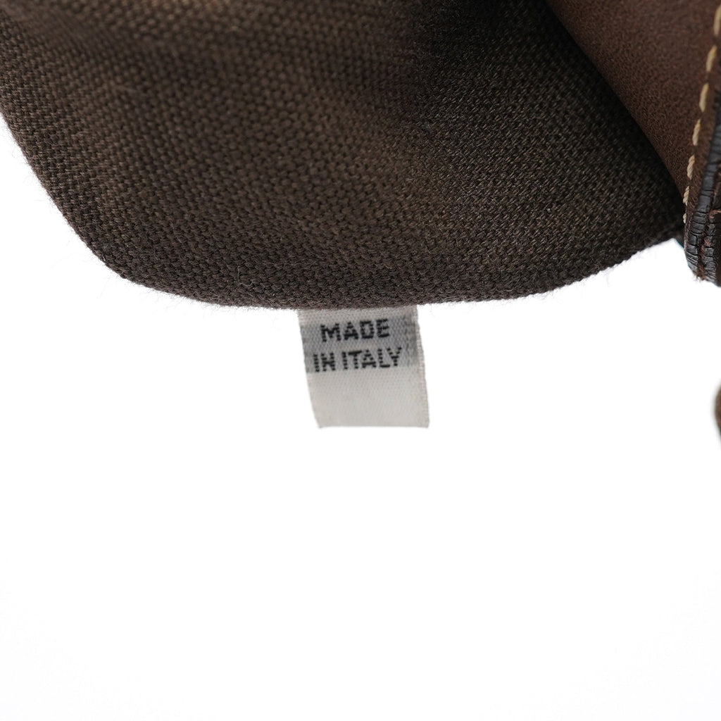 Brown Canvas Polkadot Hobo Shoulder Bag