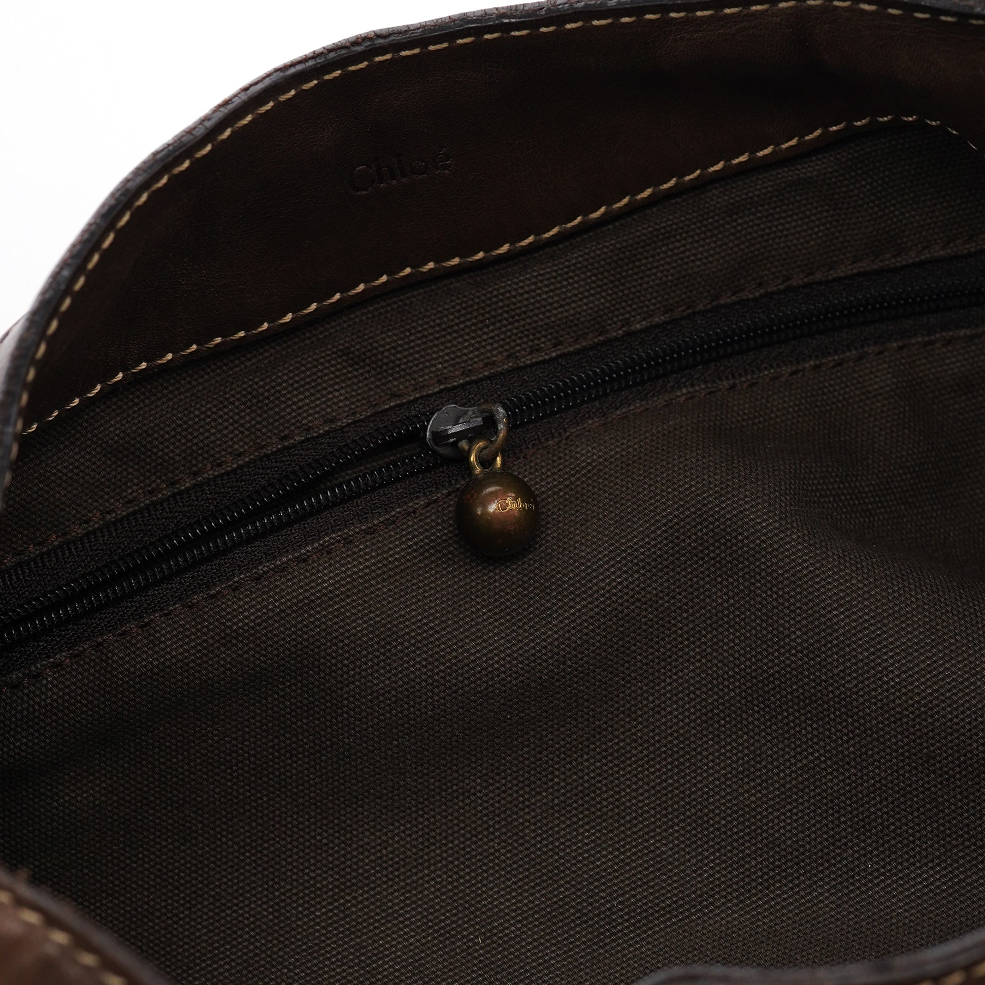 Brown Canvas Polkadot Hobo Shoulder Bag