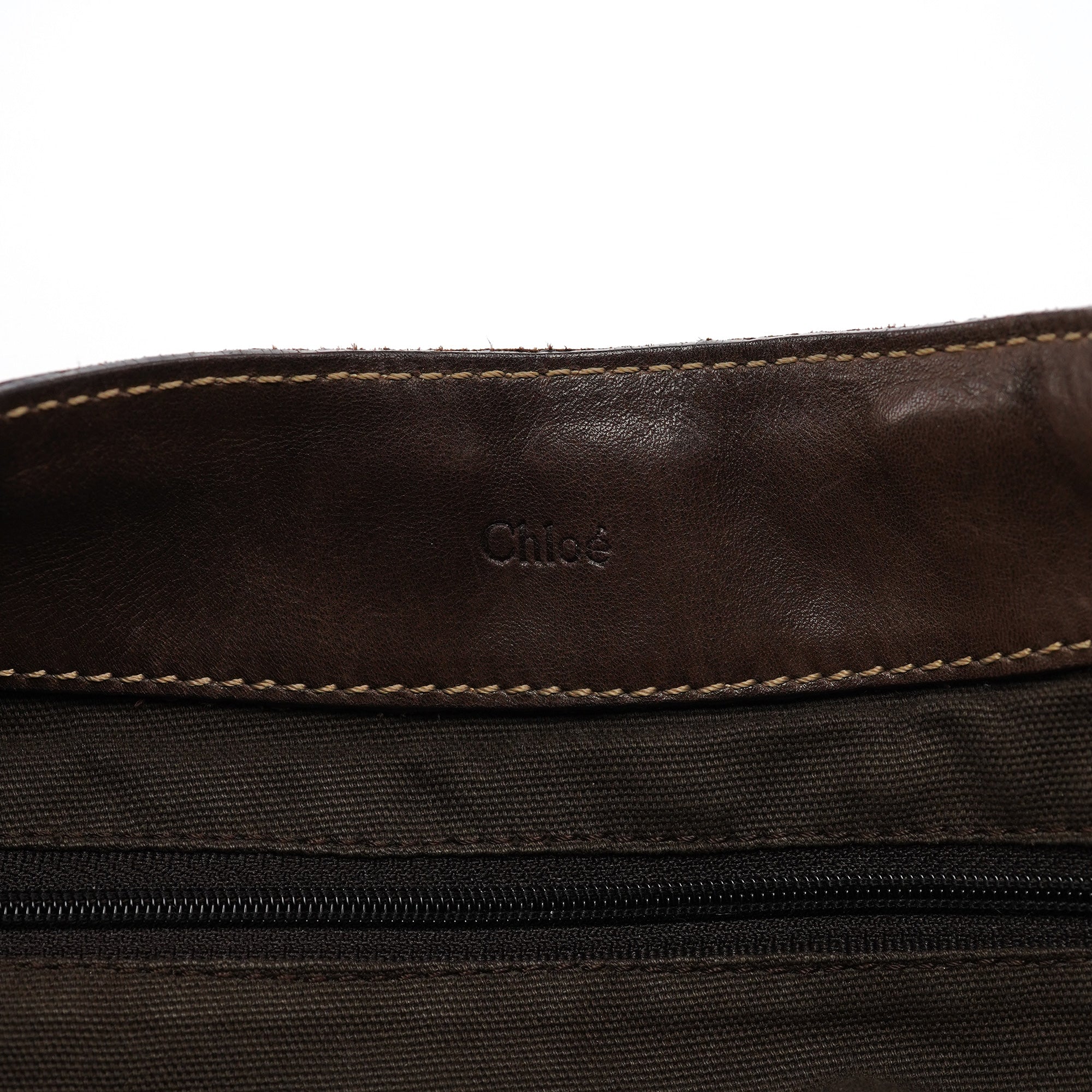 Brown Canvas Polkadot Hobo Shoulder Bag