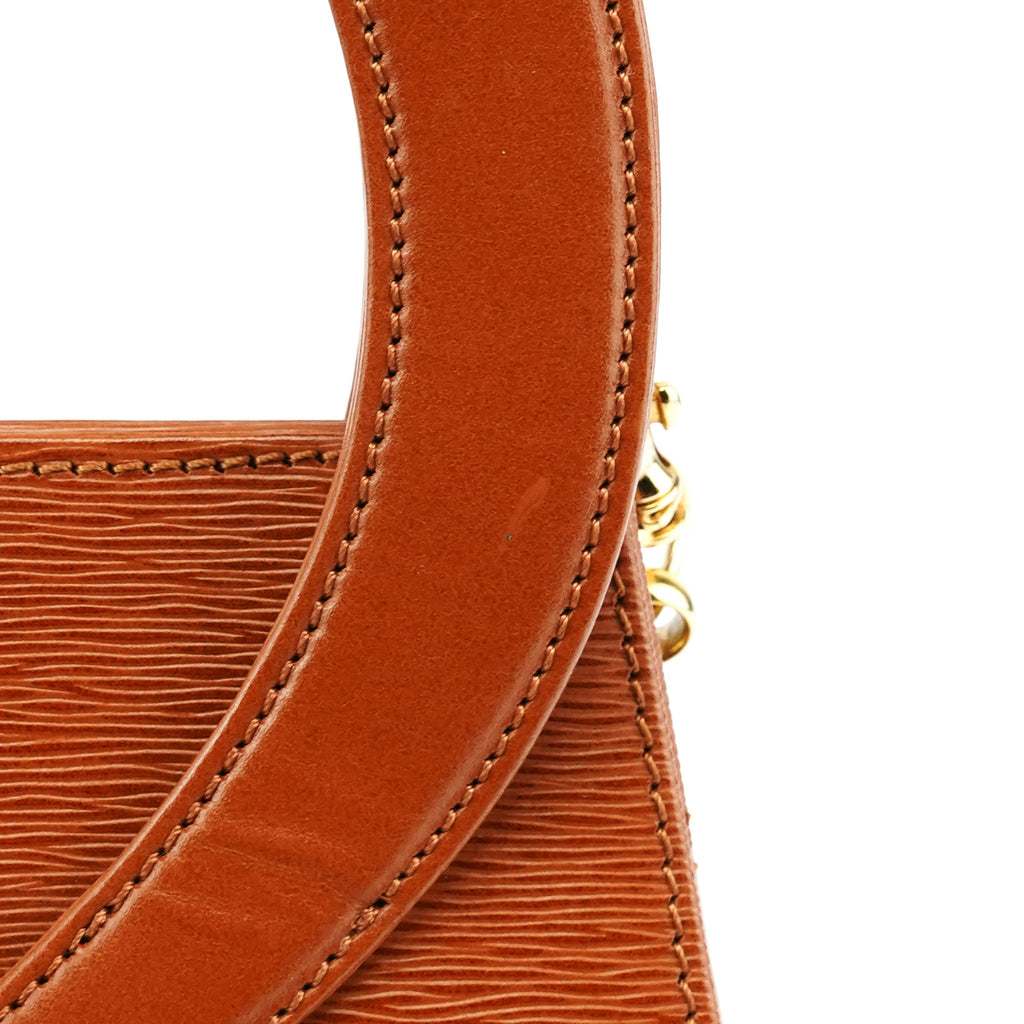 Brown Epi Leather Ribbon Top Handle 2-Way Bag
