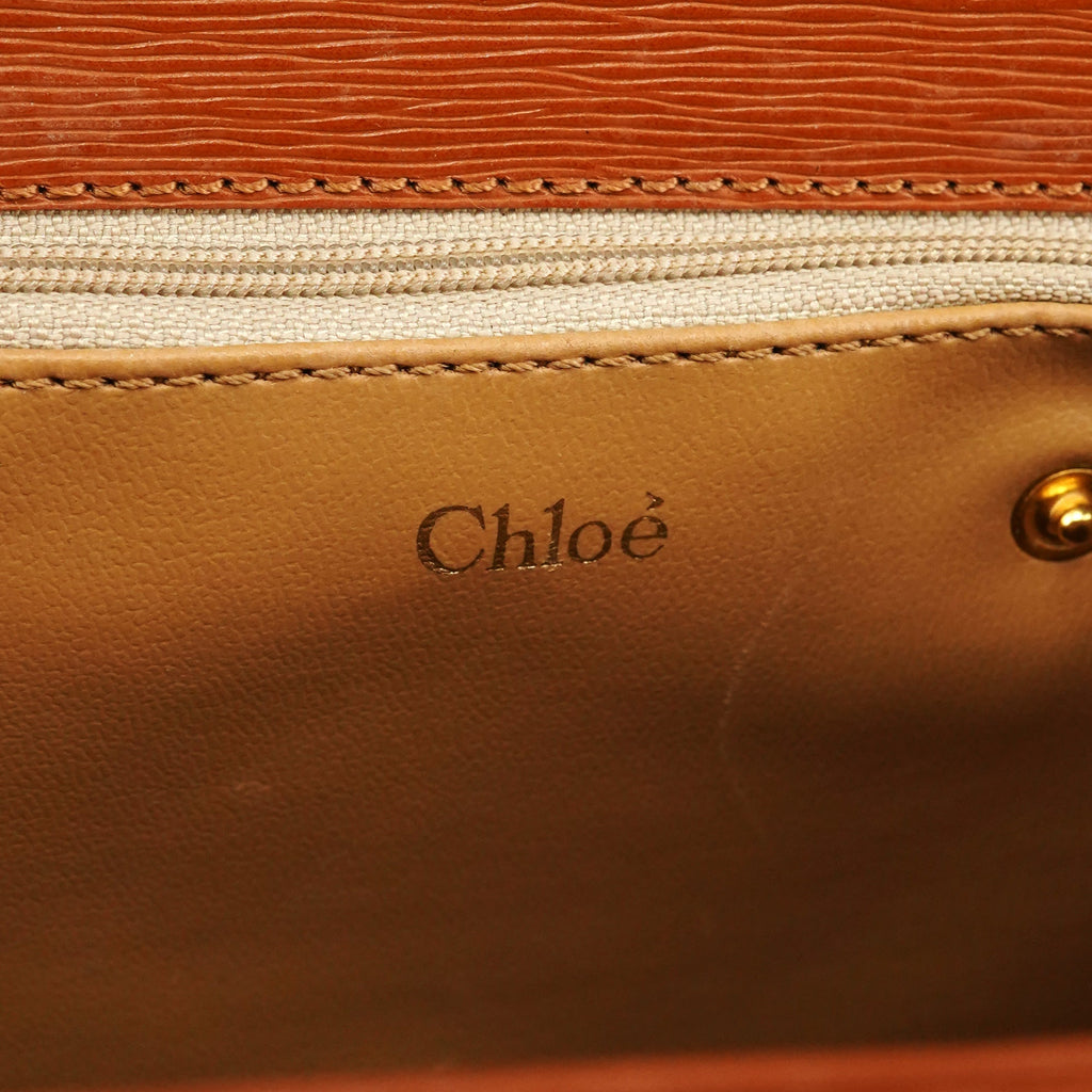 Brown Epi Leather Ribbon Top Handle 2-Way Bag