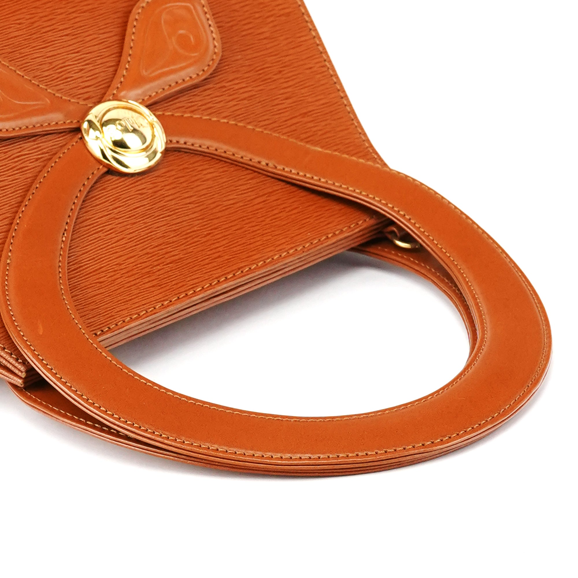 Brown Epi Leather Ribbon Top Handle 2-Way Bag