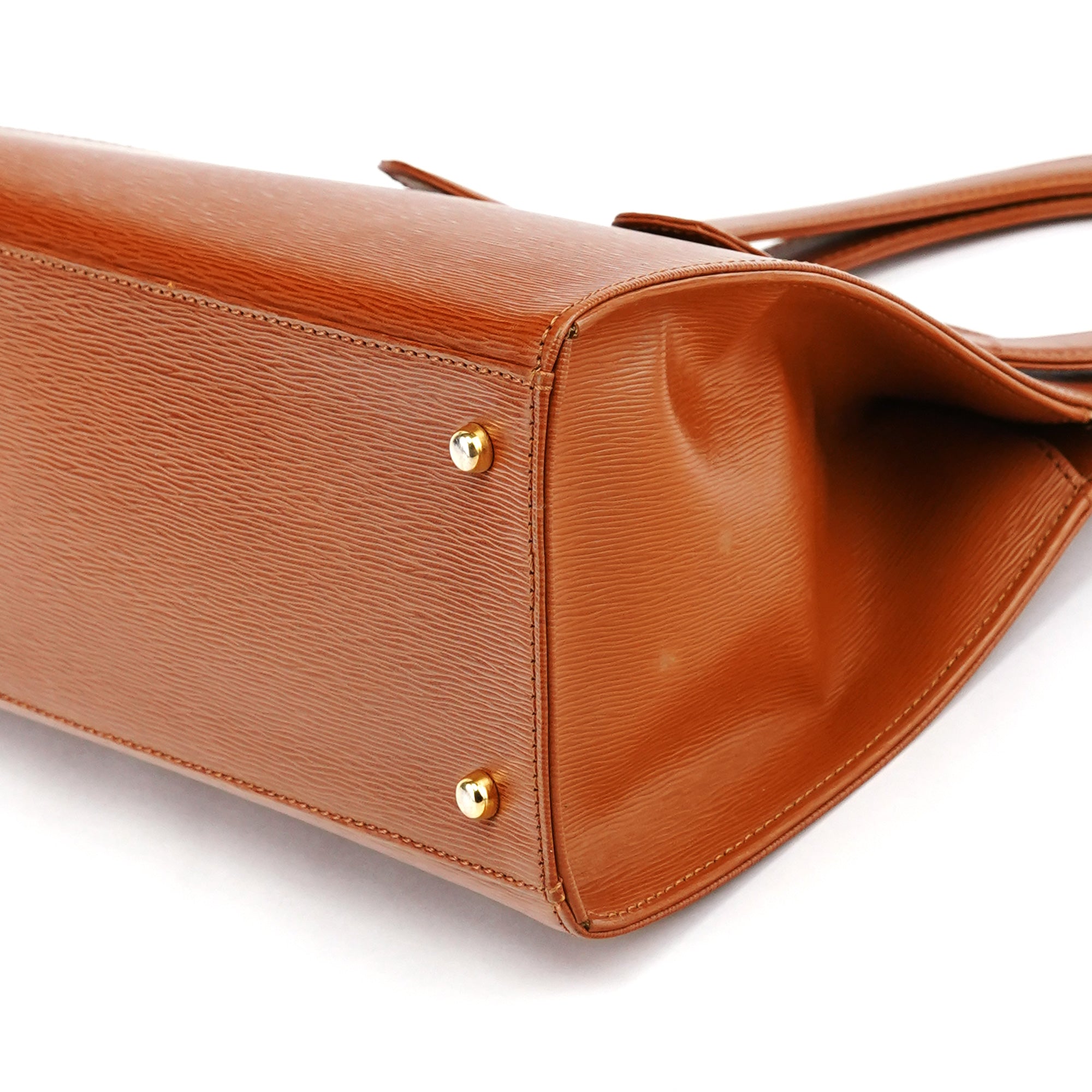 Brown Epi Leather Ribbon Top Handle 2-Way Bag