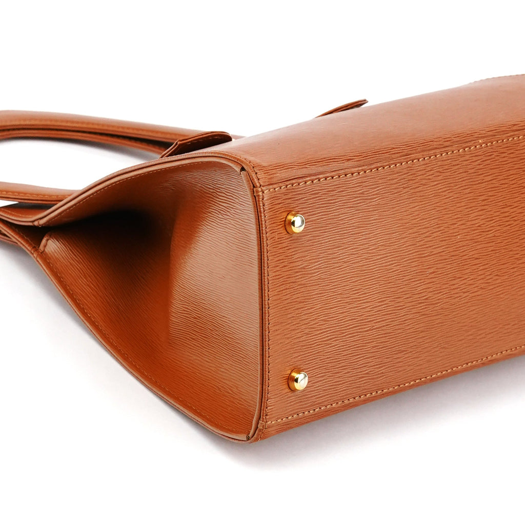 Brown Epi Leather Ribbon Top Handle 2-Way Bag
