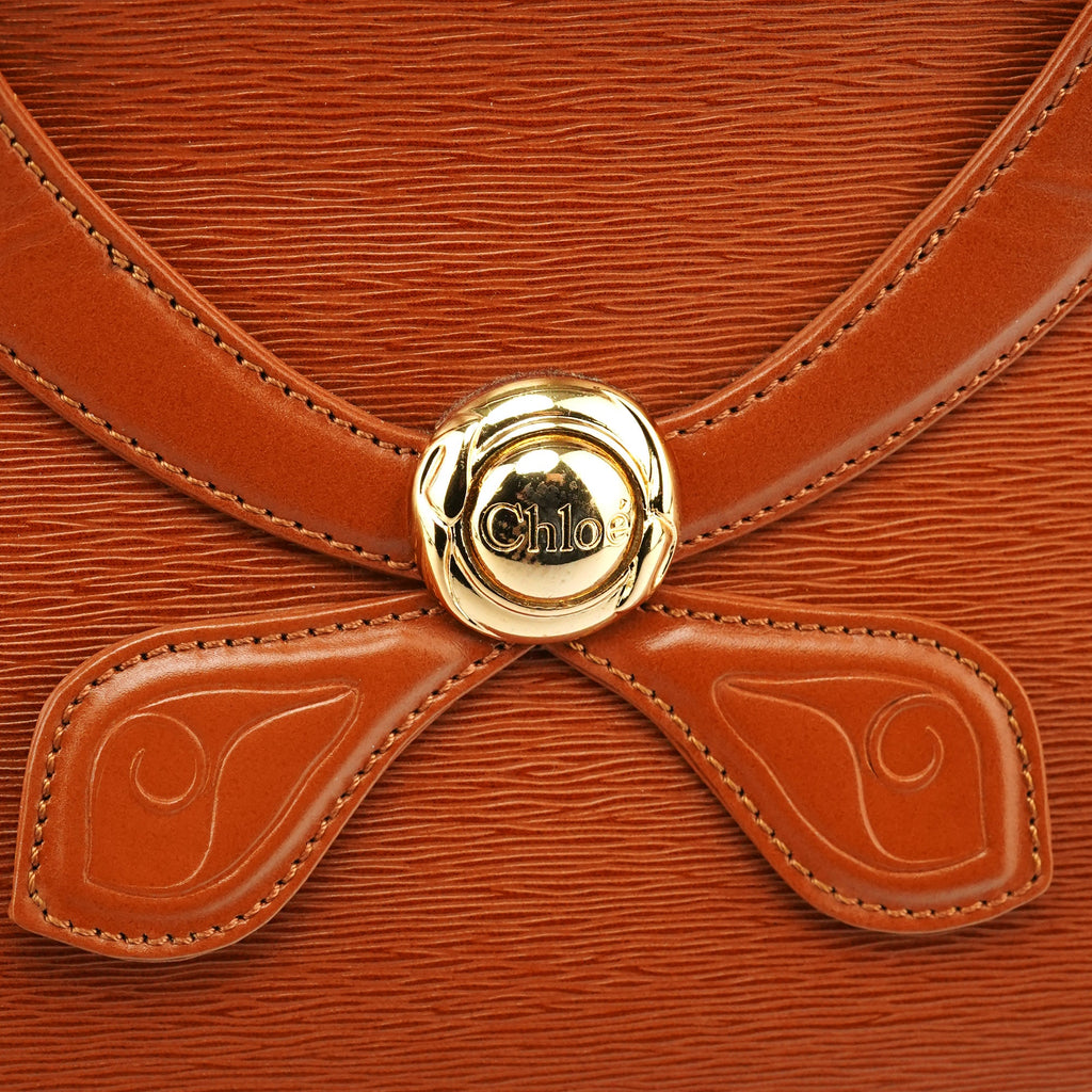 Brown Epi Leather Ribbon Top Handle 2-Way Bag