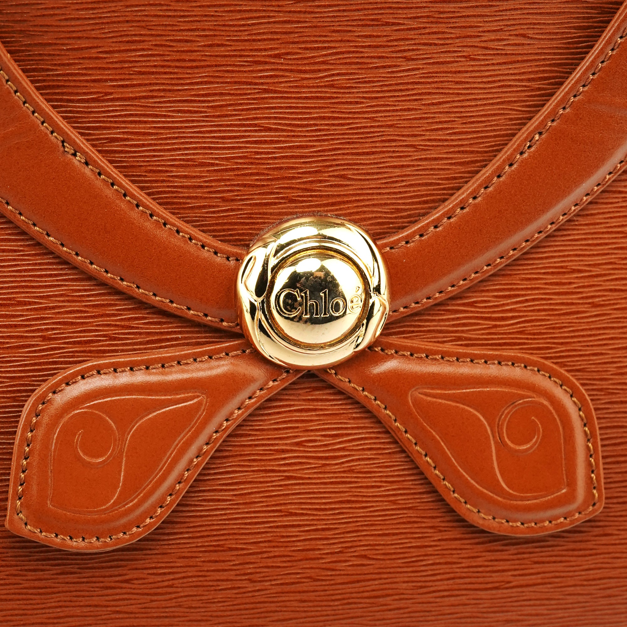Brown Epi Leather Ribbon Top Handle 2-Way Bag