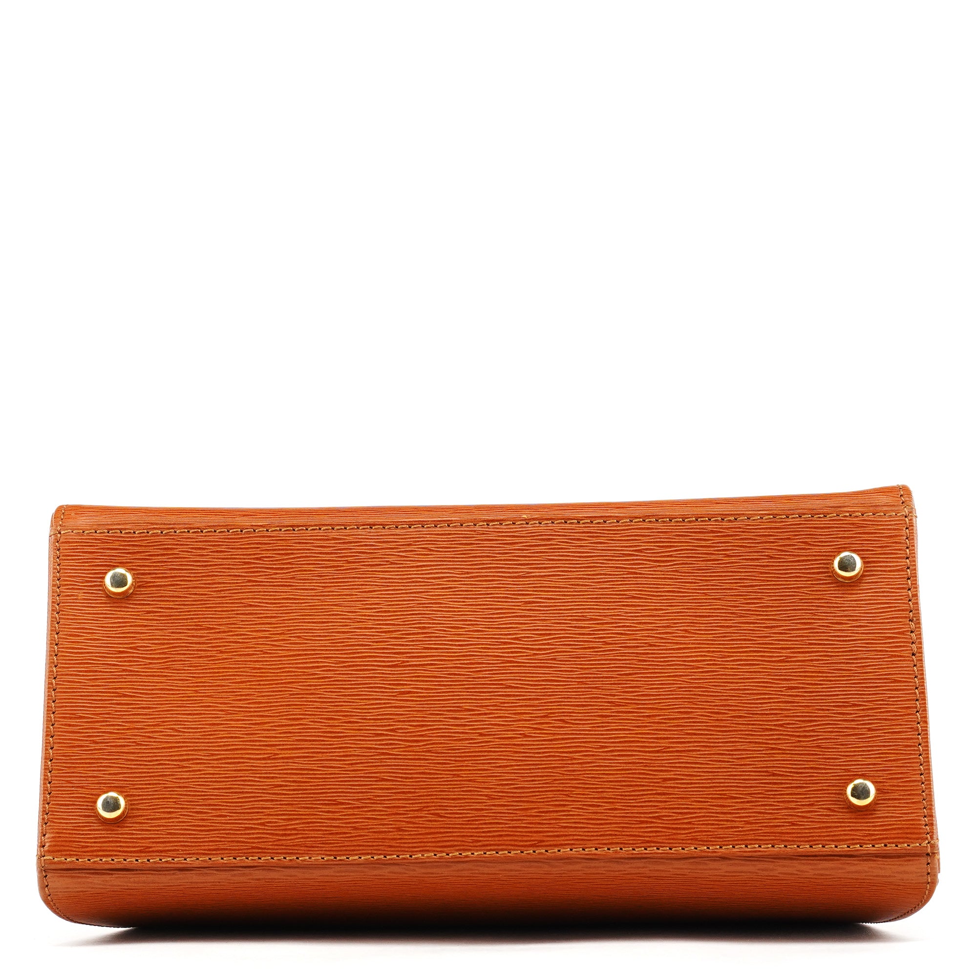 Brown Epi Leather Ribbon Top Handle 2-Way Bag