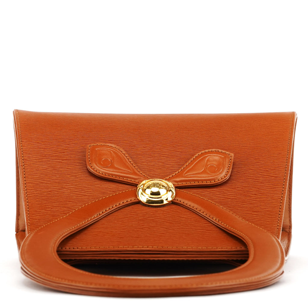 Brown Epi Leather Ribbon Top Handle 2-Way Bag