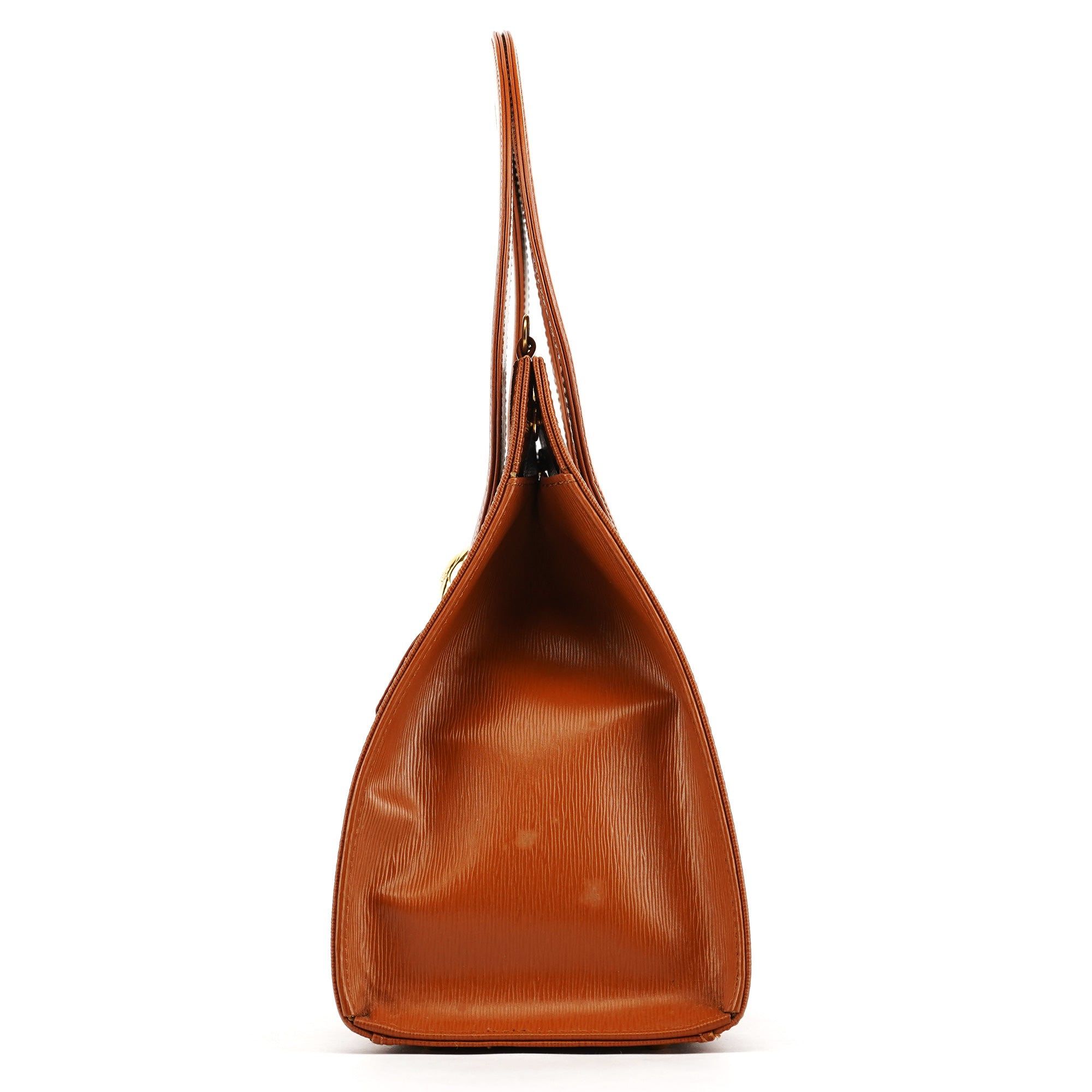 Brown Epi Leather Ribbon Top Handle 2-Way Bag