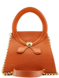 Brown Epi Leather Ribbon Top Handle 2-Way Bag