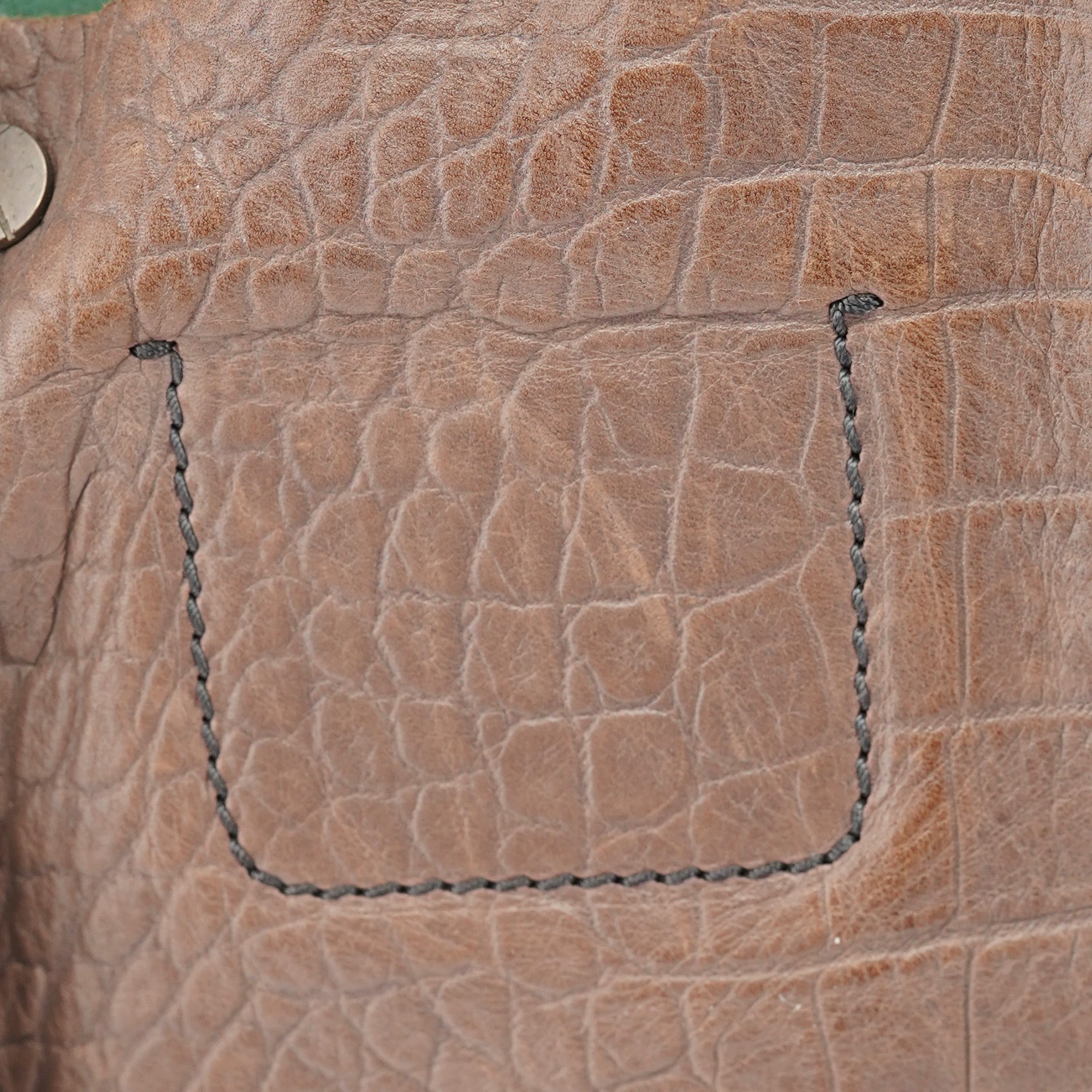 Brown Green Leather Tote Bag