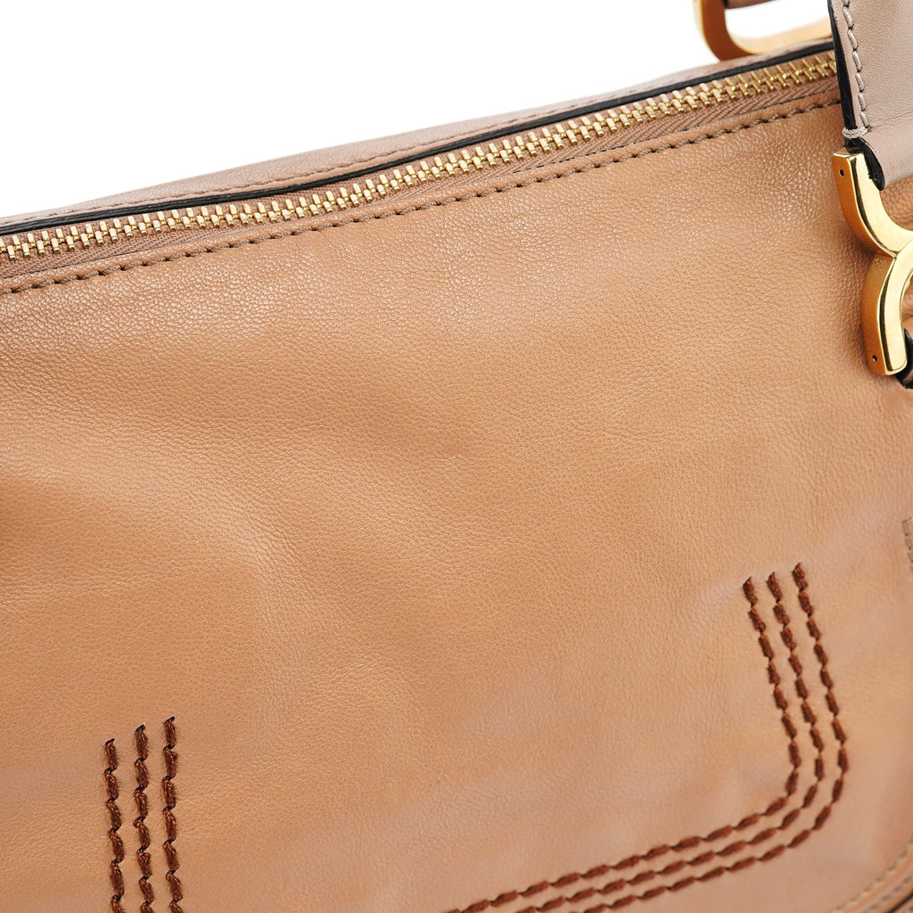 Brown Grey Leather Marcie Shoulder Bag