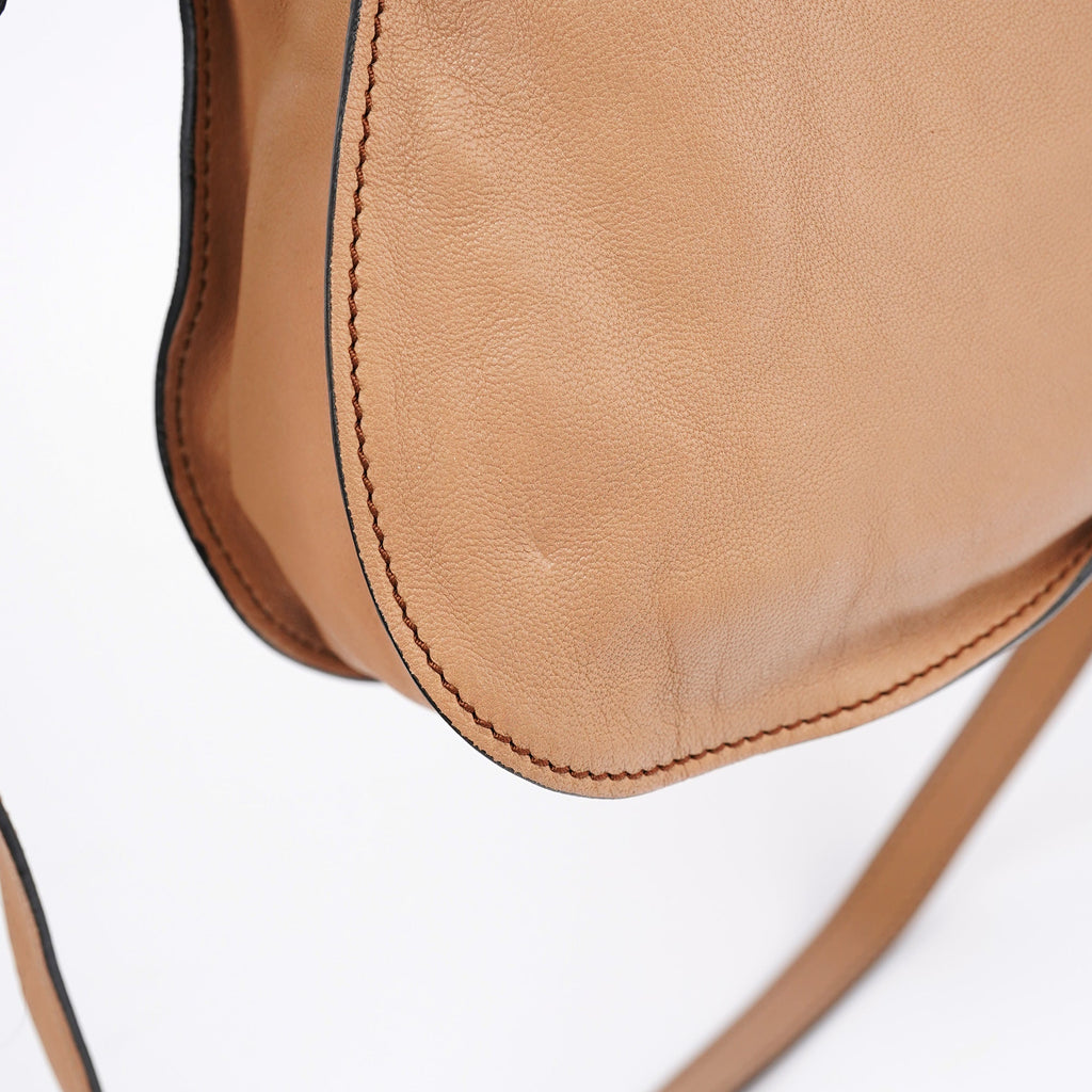 Brown Grey Leather Marcie Shoulder Bag