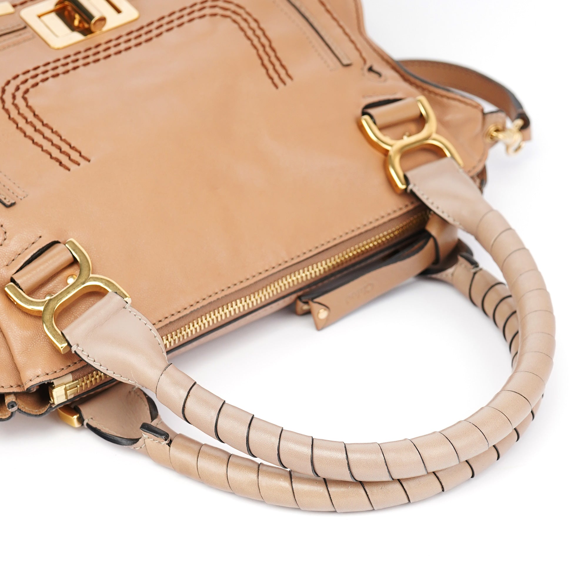 Brown Grey Leather Marcie Shoulder Bag
