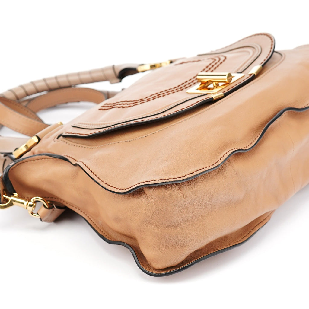Brown Grey Leather Marcie Shoulder Bag