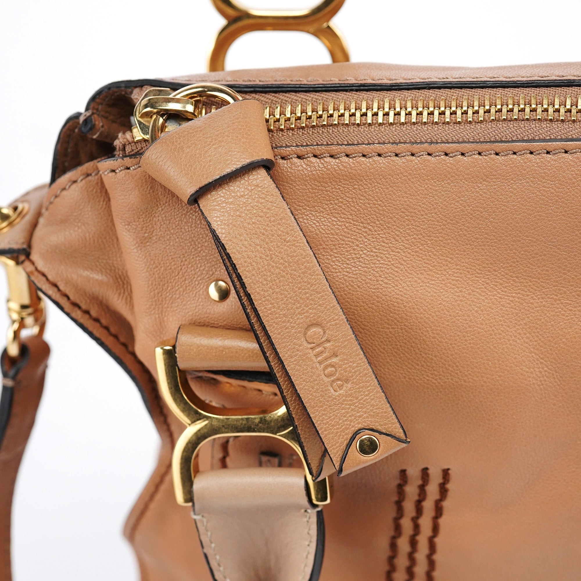 Brown Grey Leather Marcie Shoulder Bag