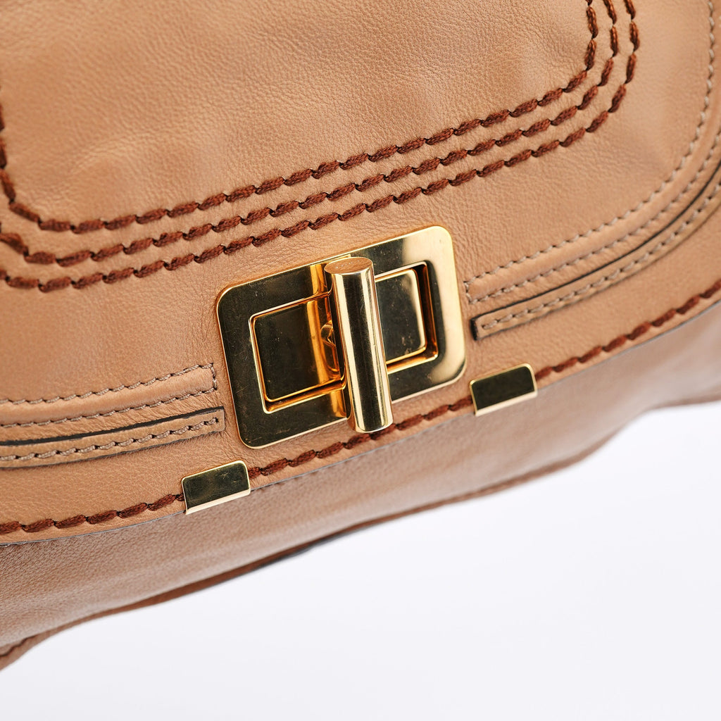 Brown Grey Leather Marcie Shoulder Bag
