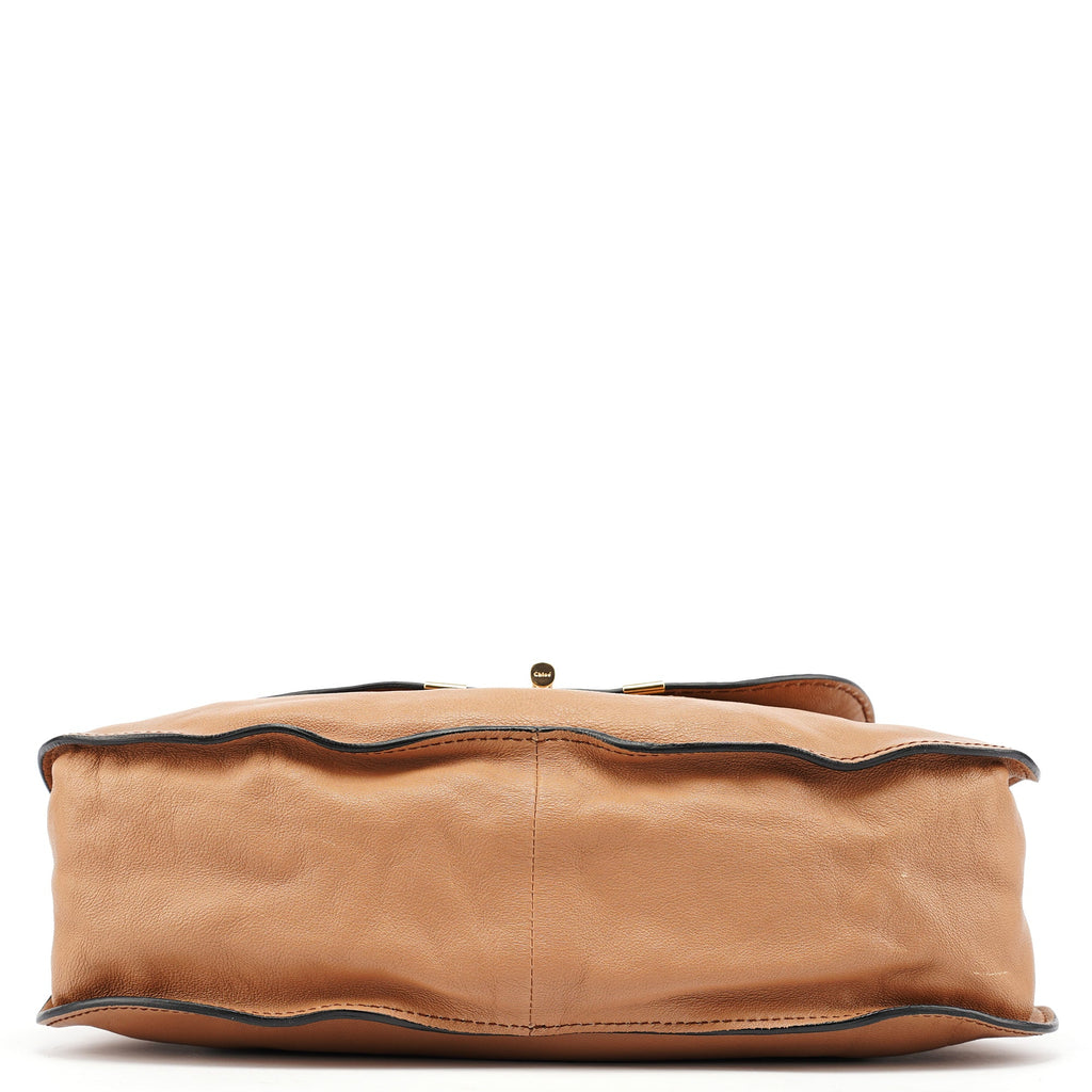 Brown Grey Leather Marcie Shoulder Bag
