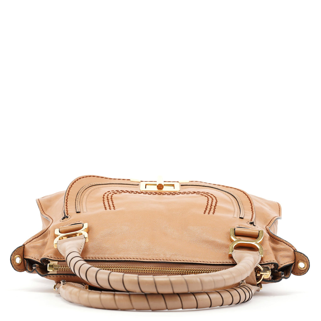 Brown Grey Leather Marcie Shoulder Bag
