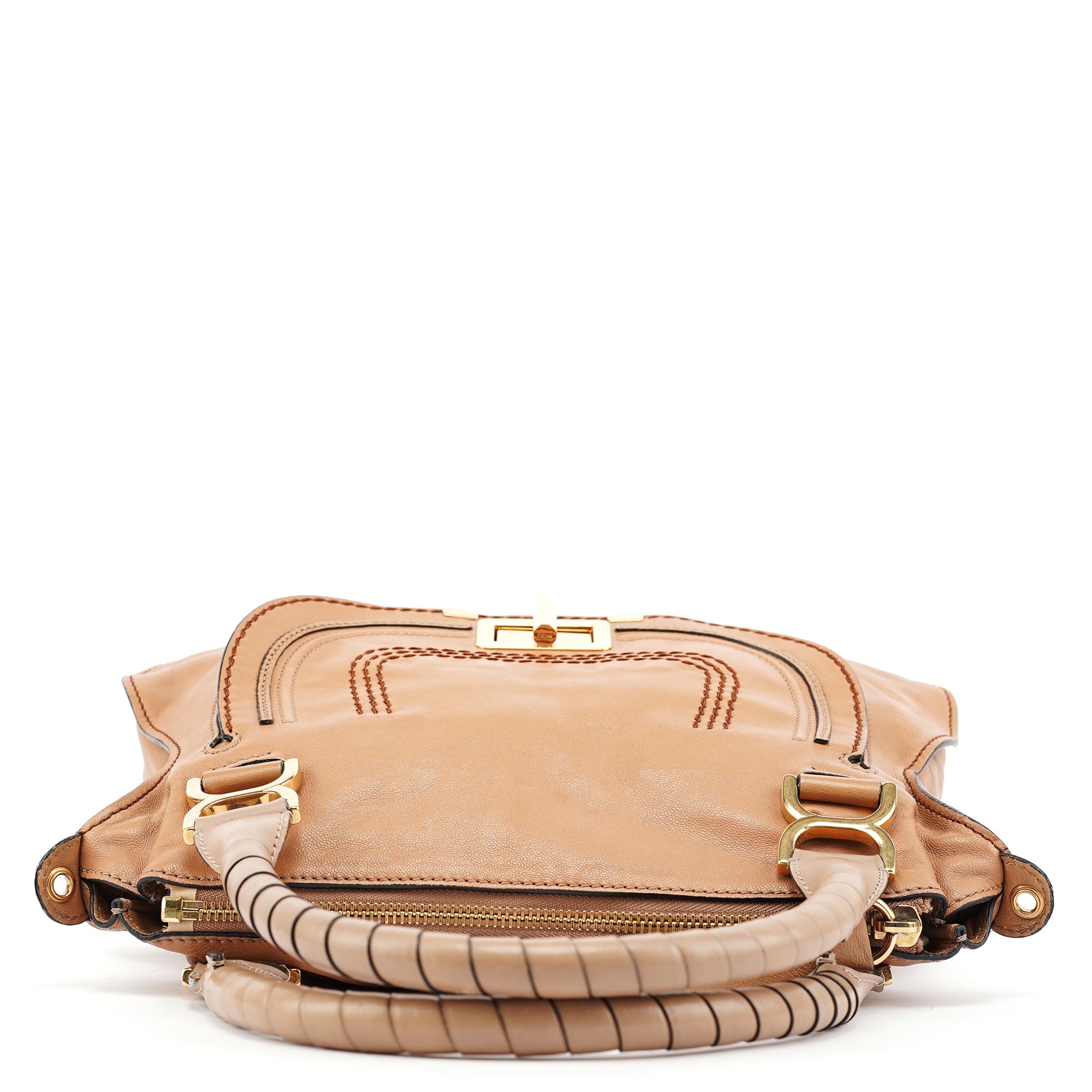 Brown Grey Leather Marcie Shoulder Bag