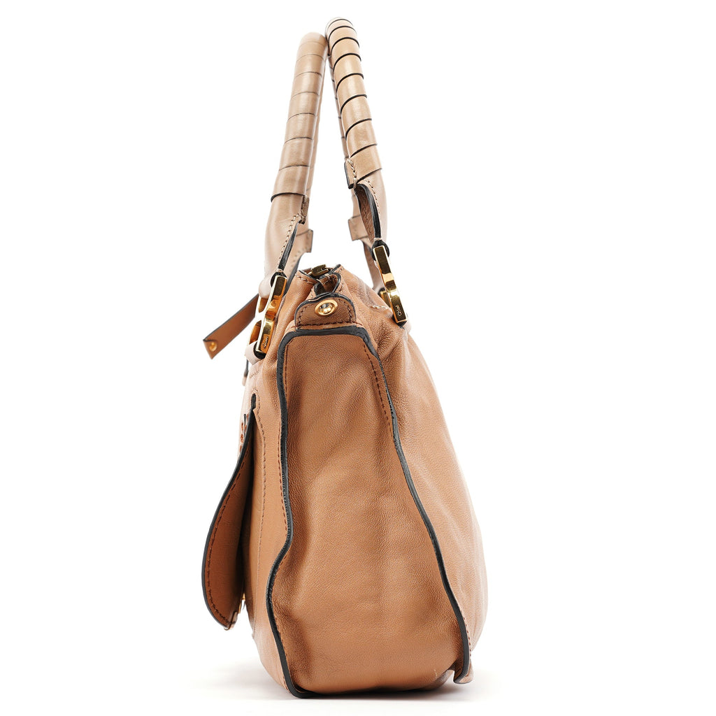 Brown Grey Leather Marcie Shoulder Bag