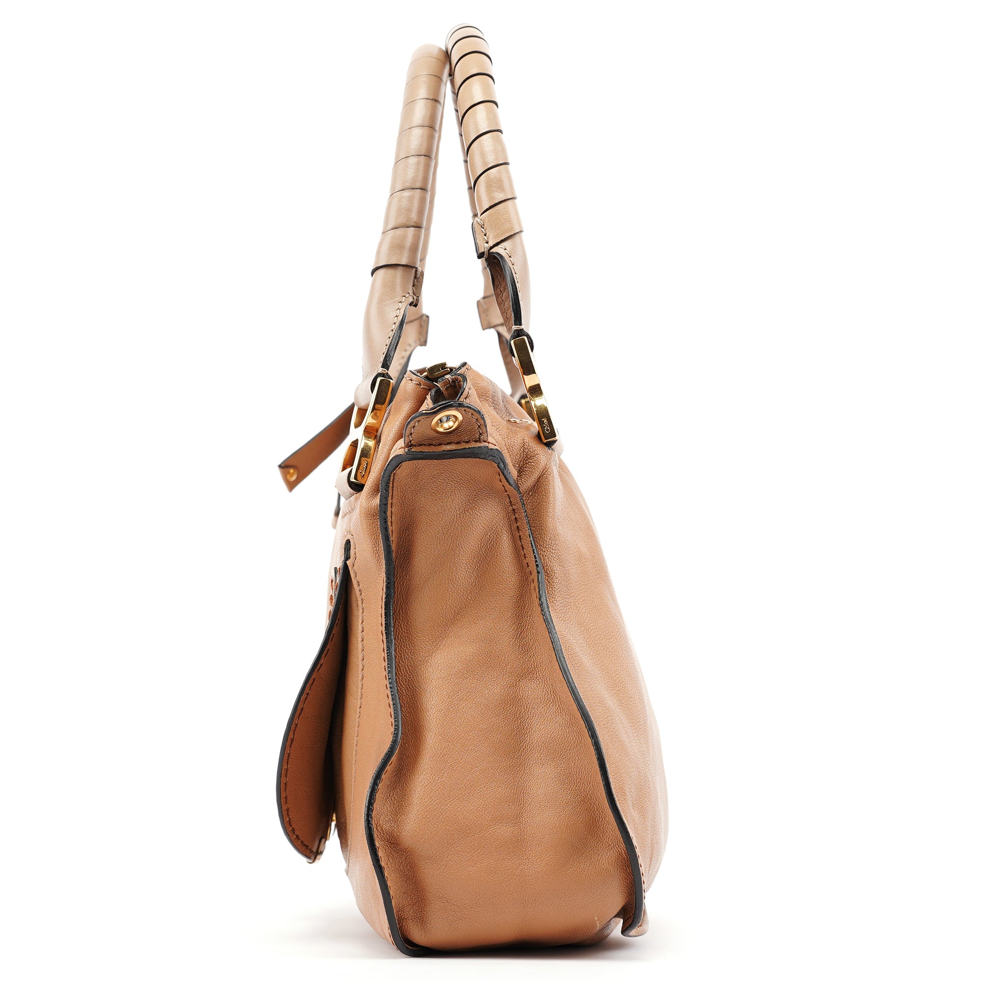 Brown Grey Leather Marcie Shoulder Bag
