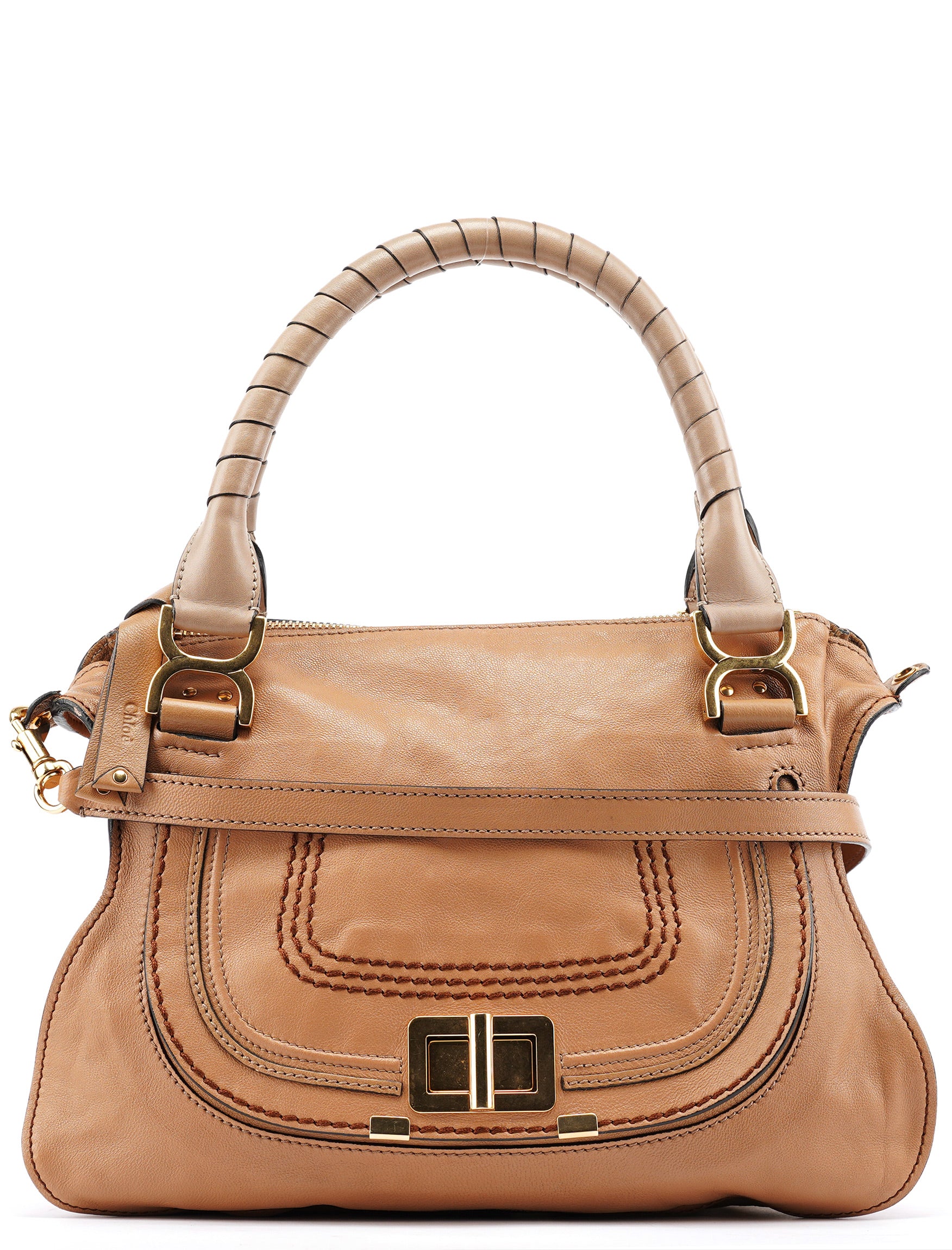 Brown Grey Leather Marcie Shoulder Bag