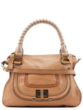 Brown Grey Leather Marcie Shoulder Bag