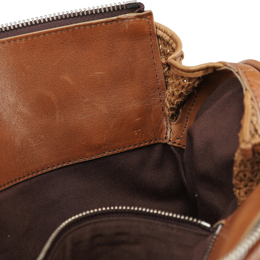 Brown Lambskin 2-Way Tote Bag