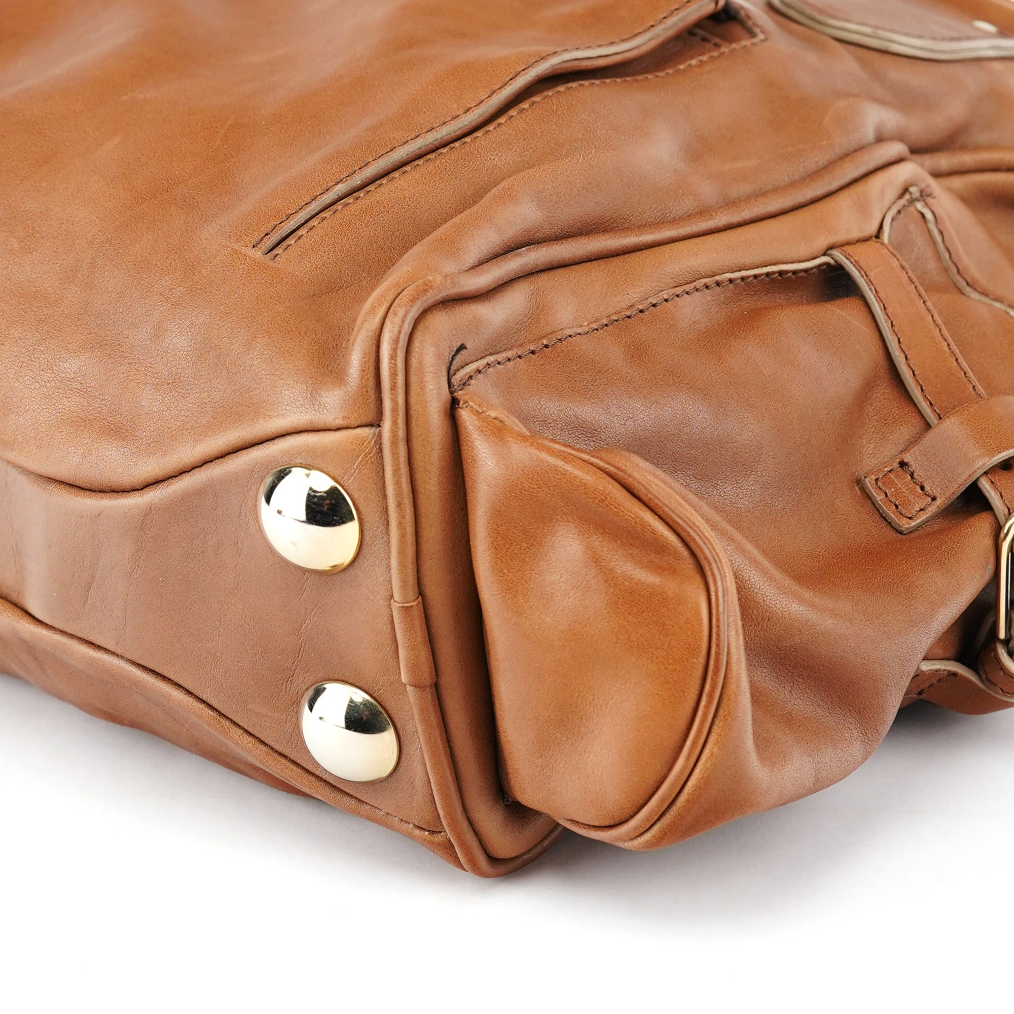 Brown Lambskin 2-Way Tote Bag