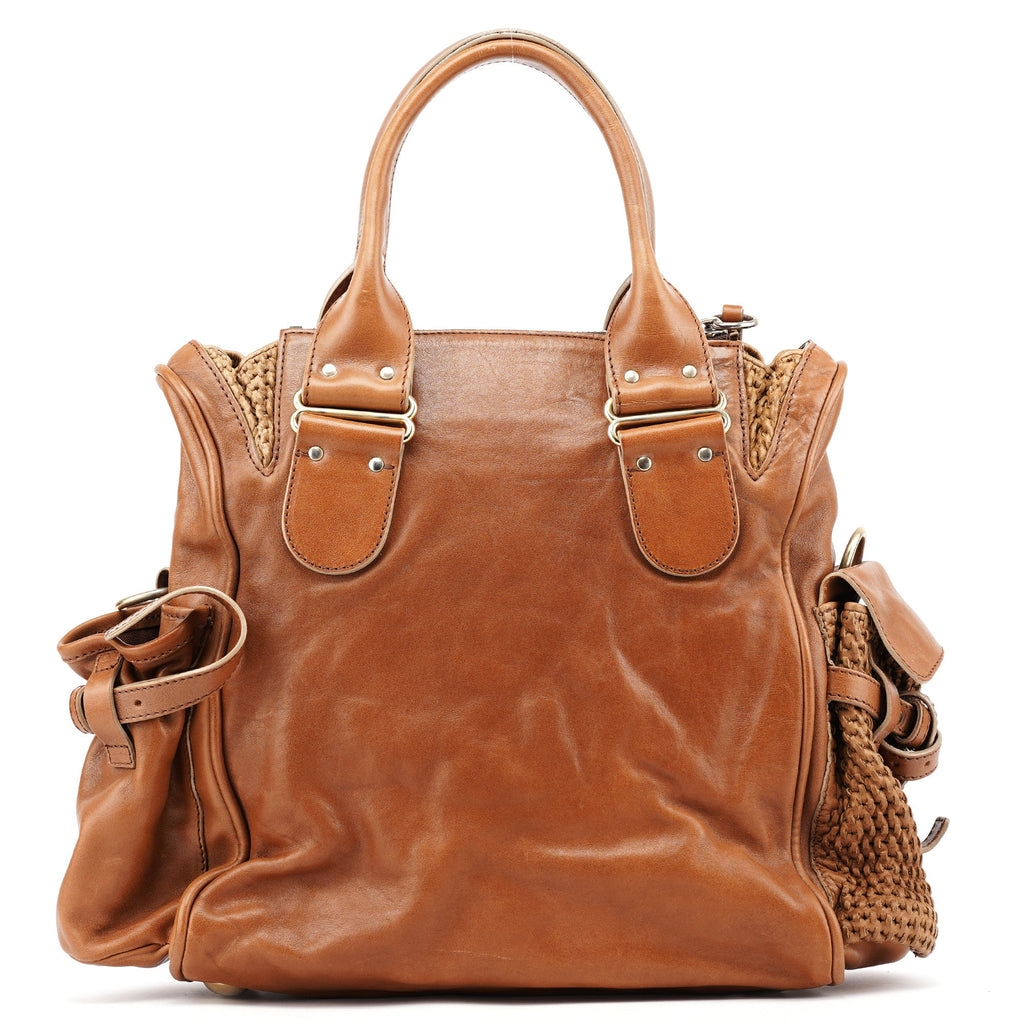 Brown Lambskin 2-Way Tote Bag