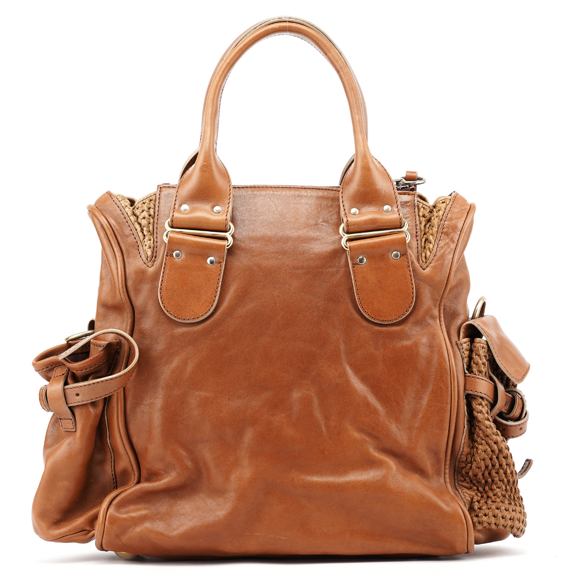 Brown Lambskin 2-Way Tote Bag
