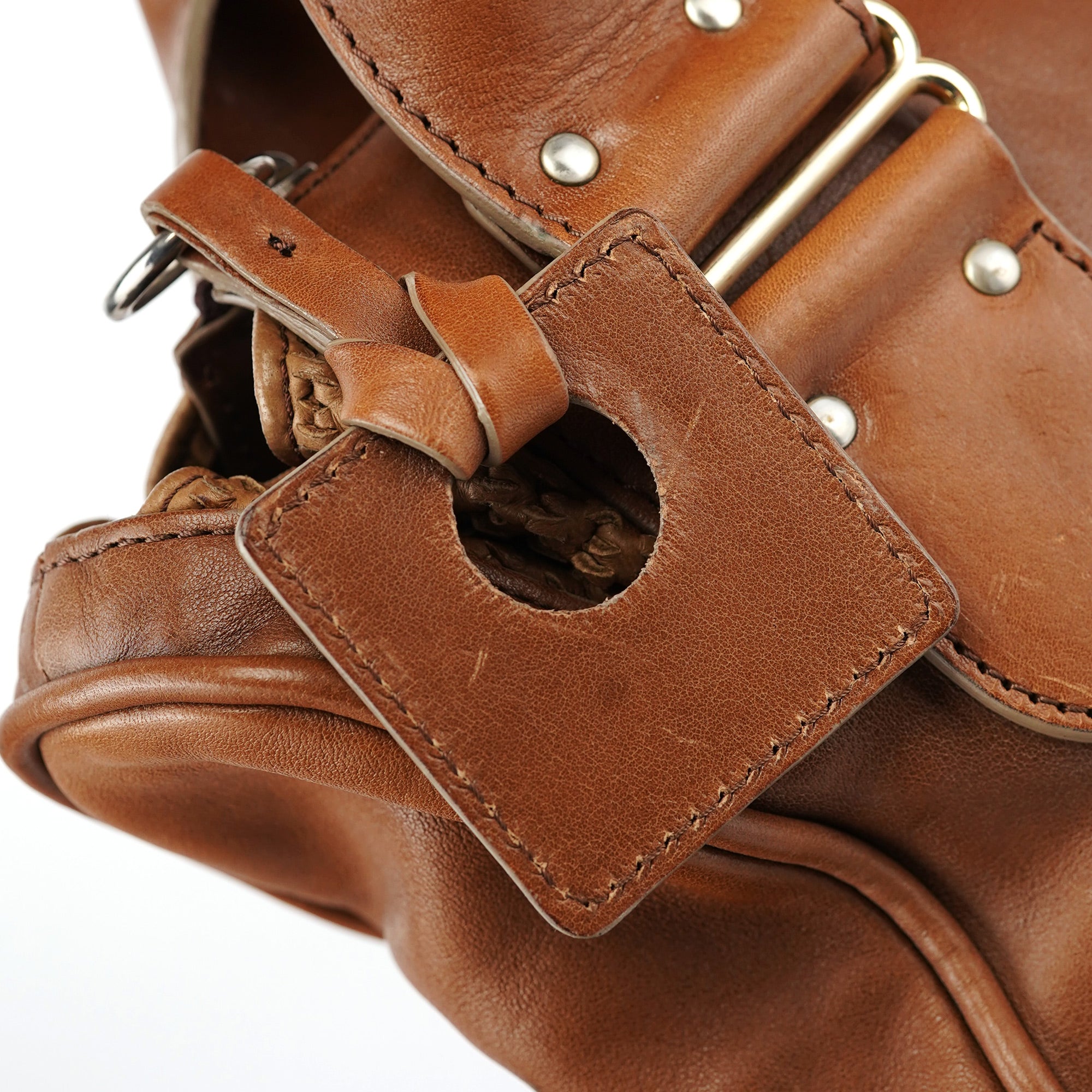 Brown Lambskin 2-Way Tote Bag