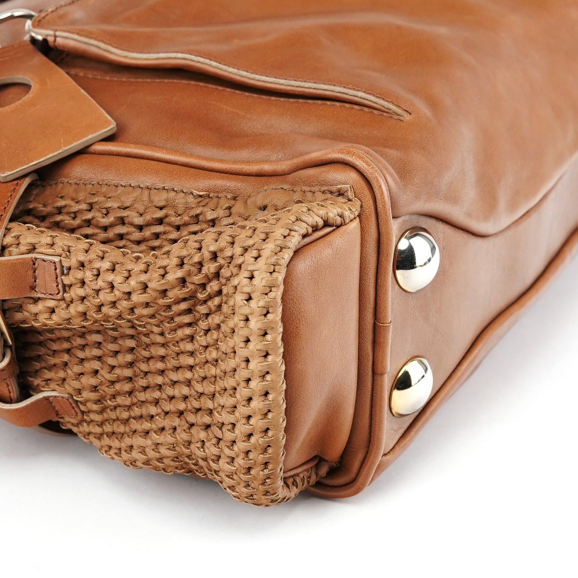 Brown Lambskin 2-Way Tote Bag