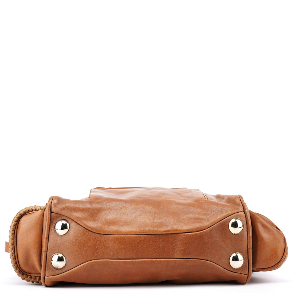Brown Lambskin 2-Way Tote Bag