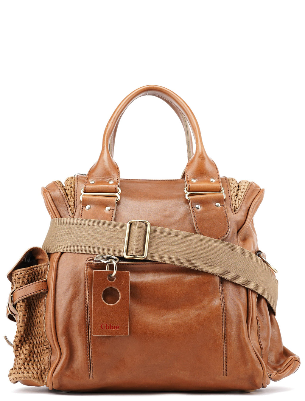 Brown Lambskin 2-Way Tote Bag
