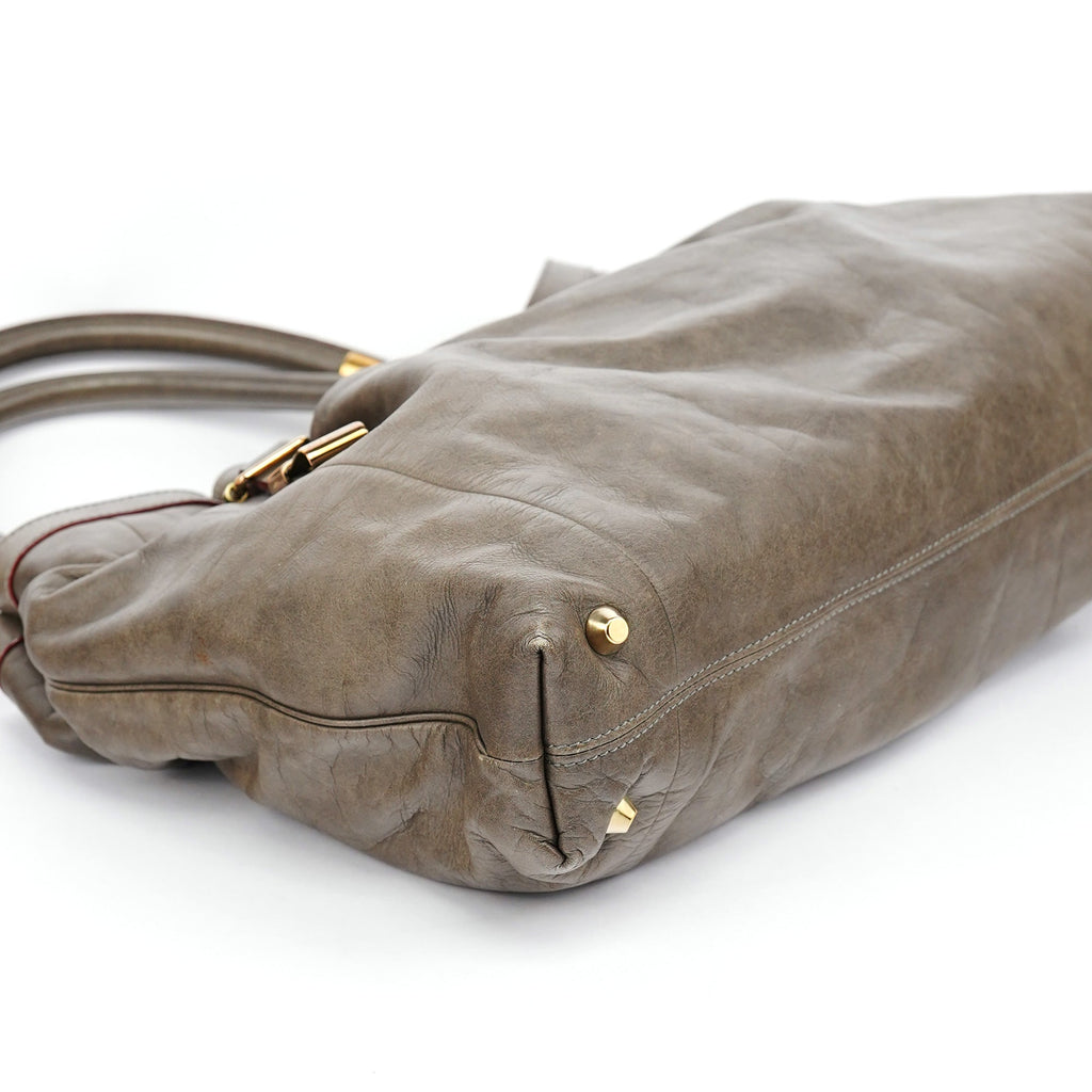 Brown Lambskin Leather Tote Bag