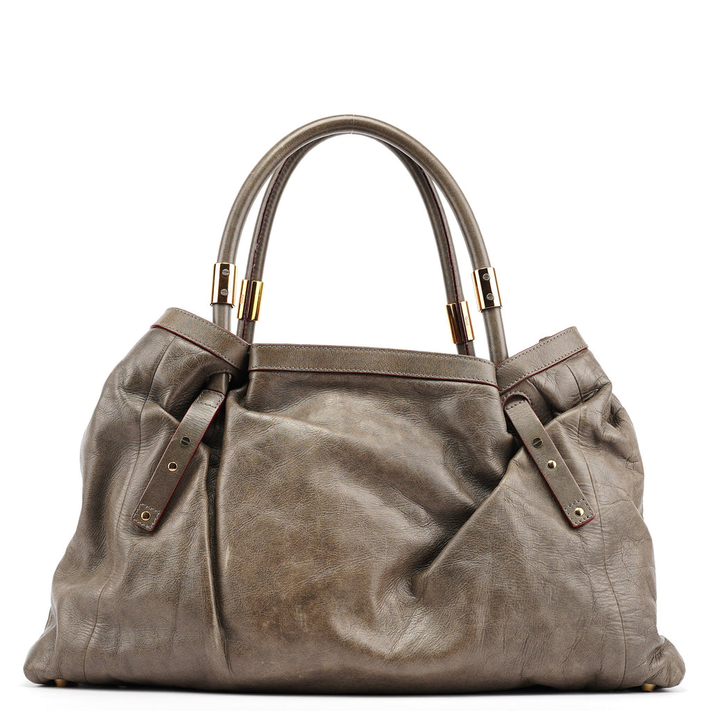 Brown Lambskin Leather Tote Bag