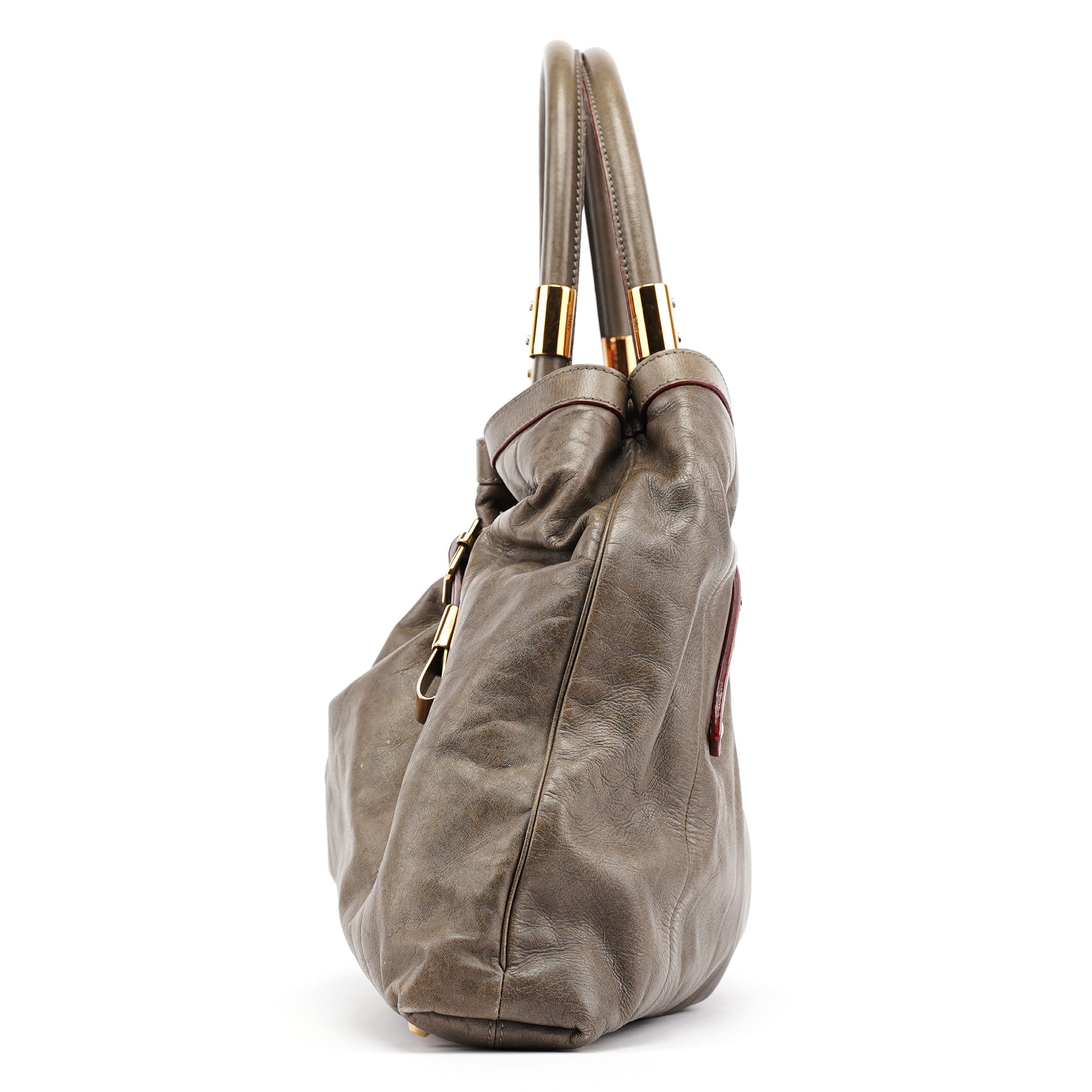 Brown Lambskin Leather Tote Bag