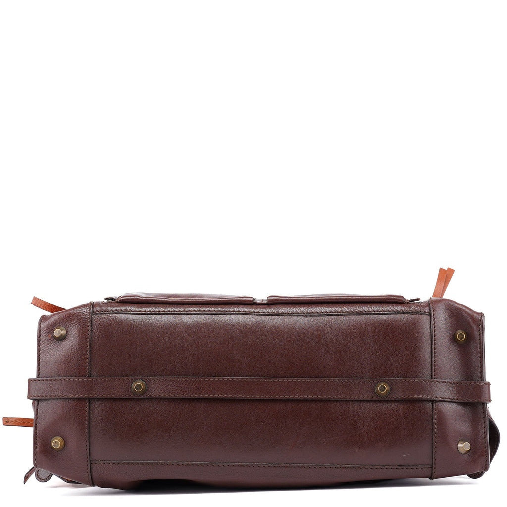 Brown Lambskin Leather Tote Bag
