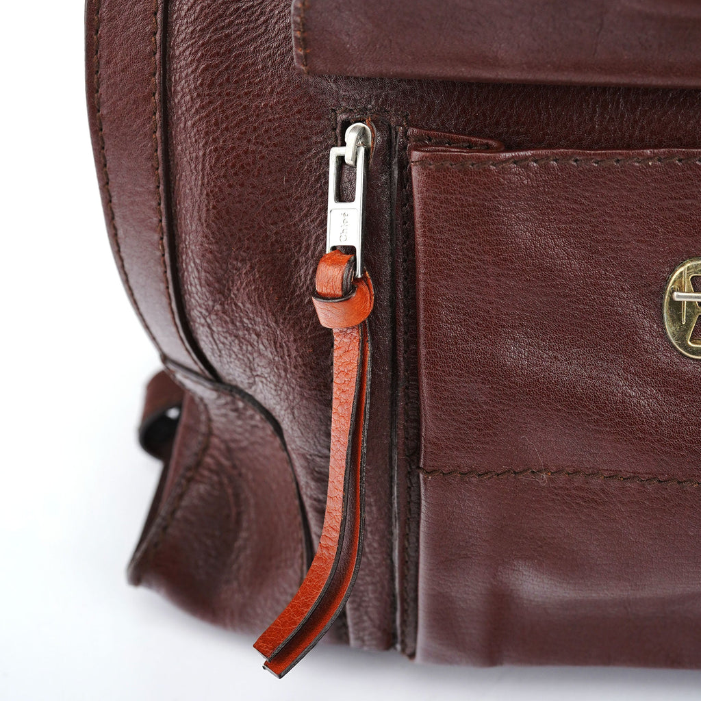 Brown Lambskin Leather Tote Bag