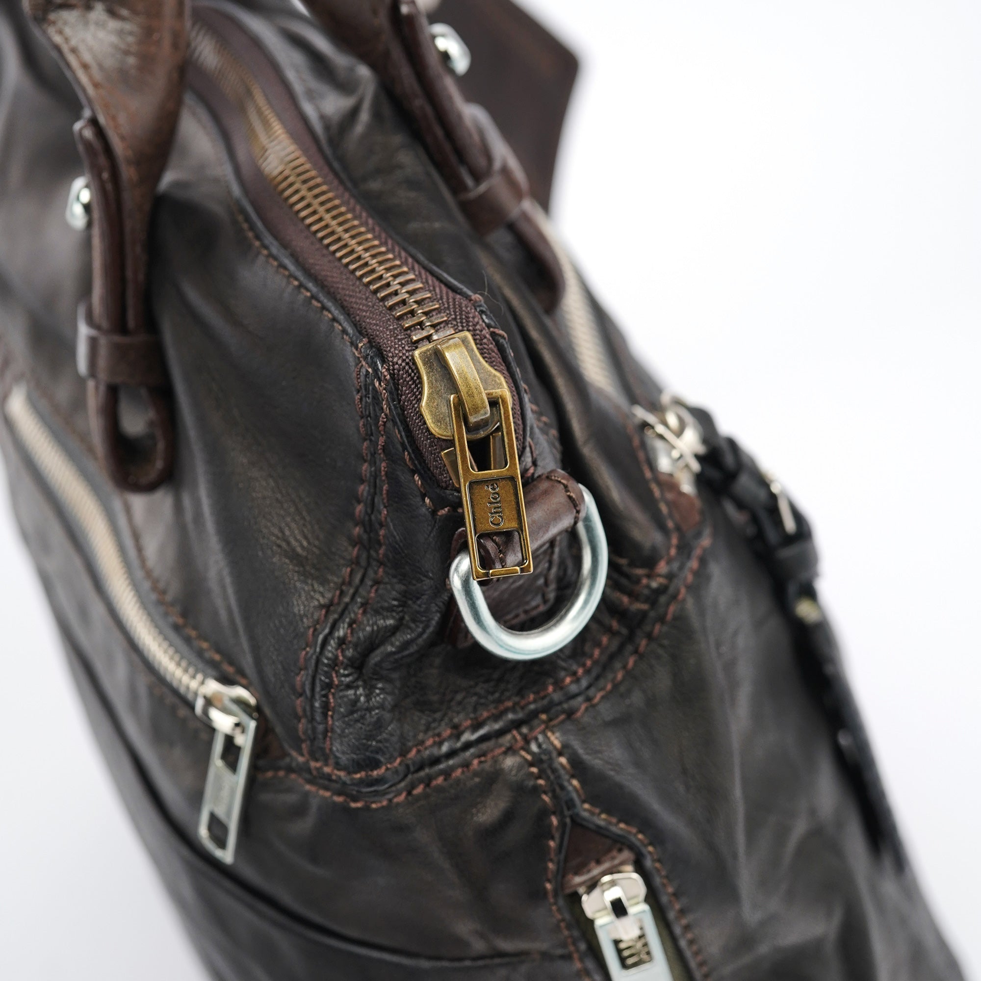 Brown Leather 2-Way Tote Bag