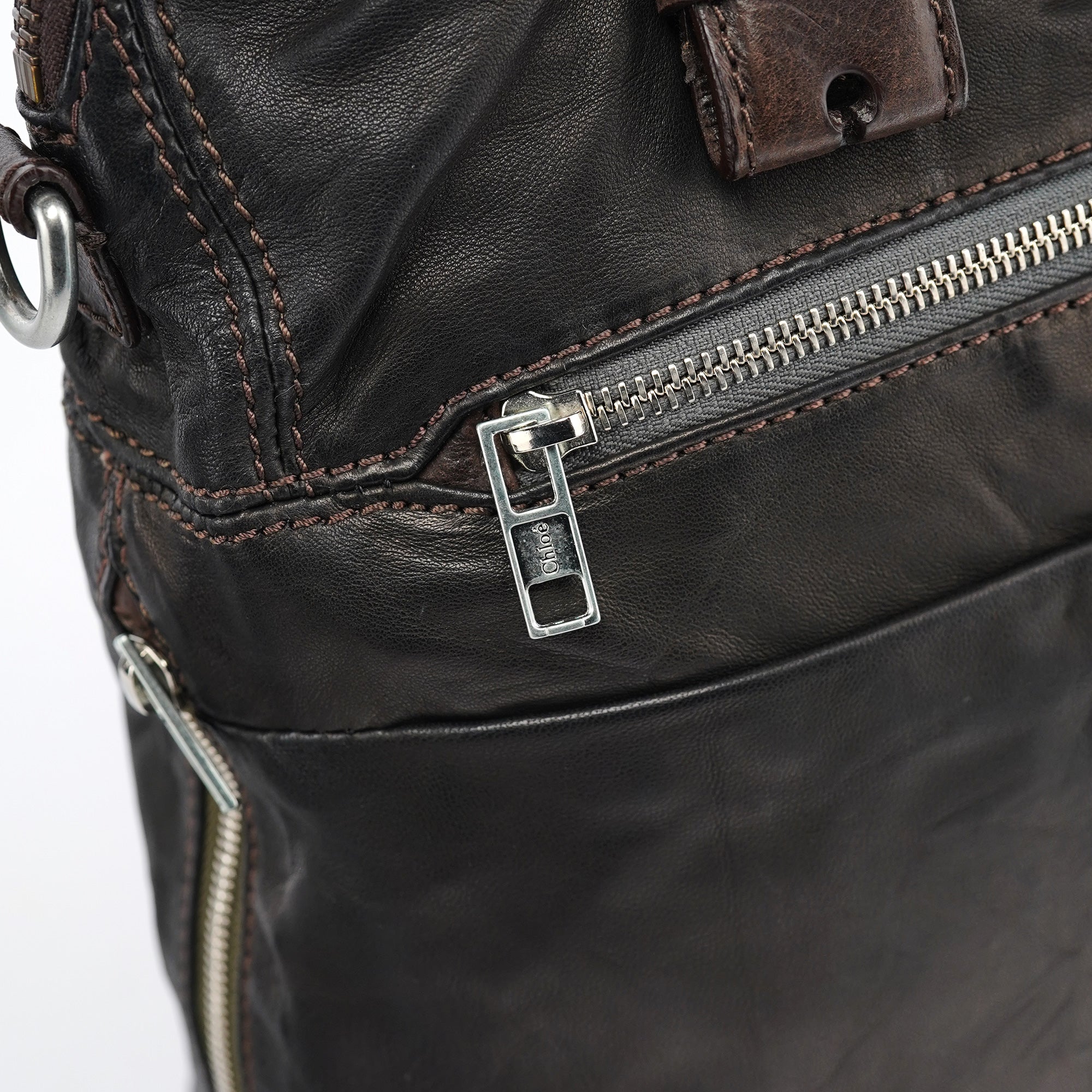 Brown Leather 2-Way Tote Bag